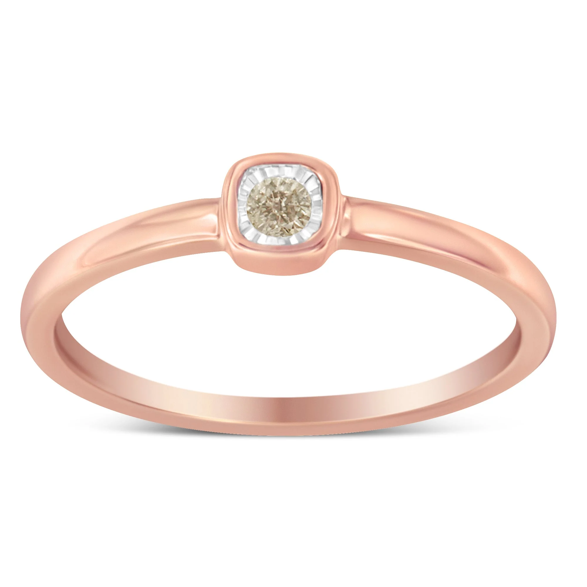14K Rose Gold Plated .925 Sterling Silver 1/20 Carat Diamond Square Cushion-Shaped Miracle Set Petite Fashion Promise Ring (J-K Color, I1-I2 Clarity) - Size 6 - Image 2