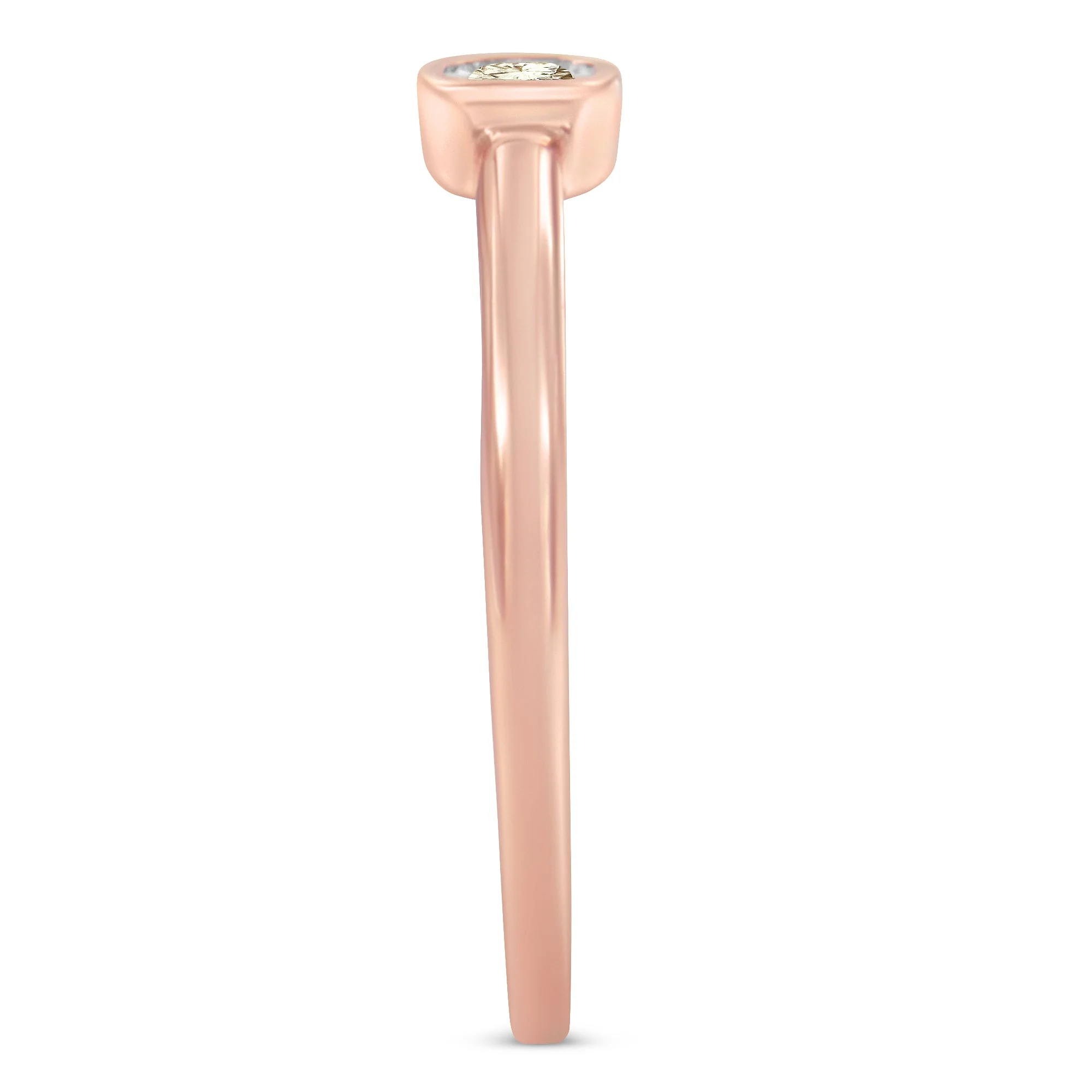 14K Rose Gold Plated .925 Sterling Silver 1/20 Carat Diamond Square Cushion-Shaped Miracle Set Petite Fashion Promise Ring (J-K Color, I1-I2 Clarity) - Size 6 - Image 5