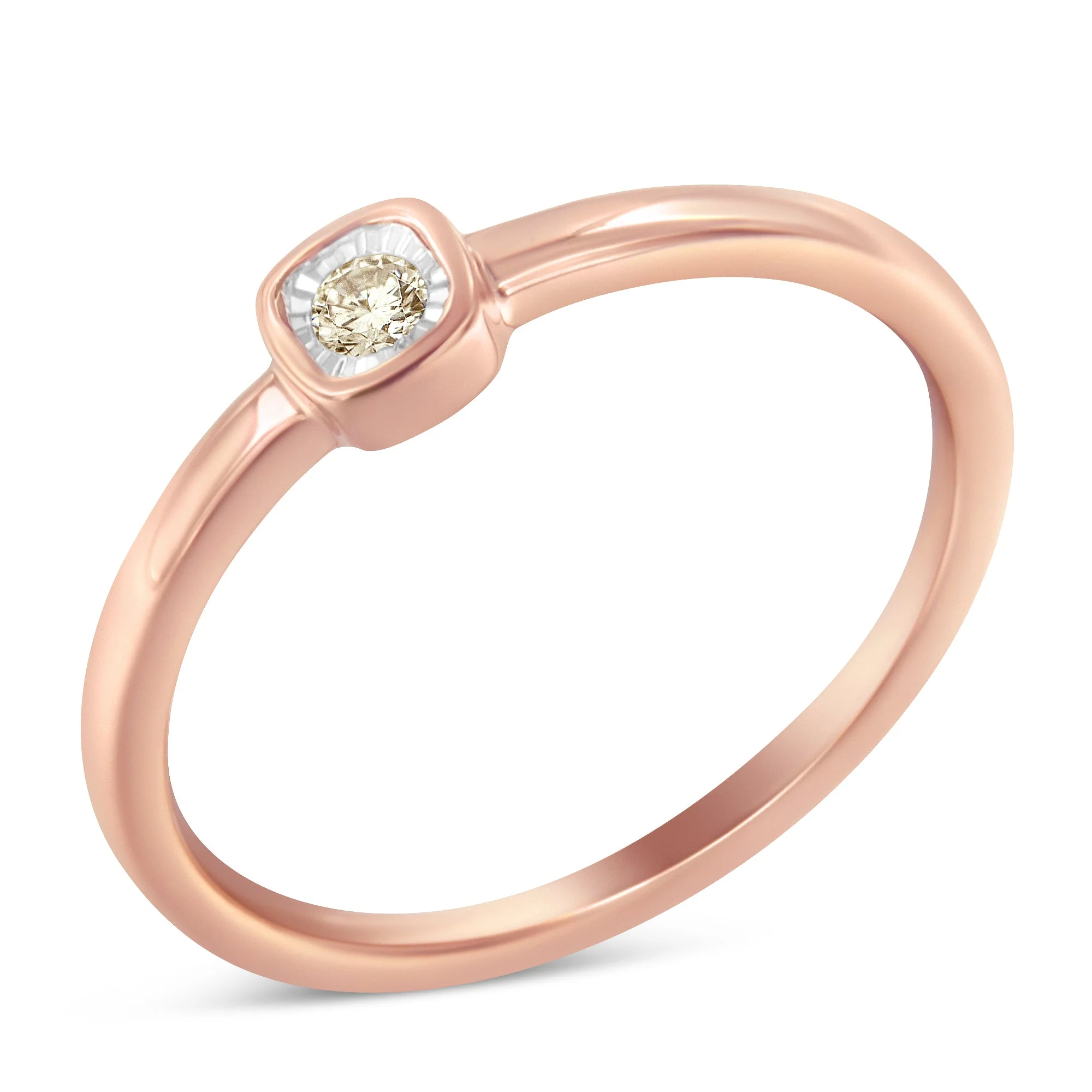 14K Rose Gold Plated .925 Sterling Silver 1/20 Carat Diamond Square Cushion-Shaped Miracle Set Petite Fashion Promise Ring (J-K Color, I1-I2 Clarity) - Size 6 - Image 6