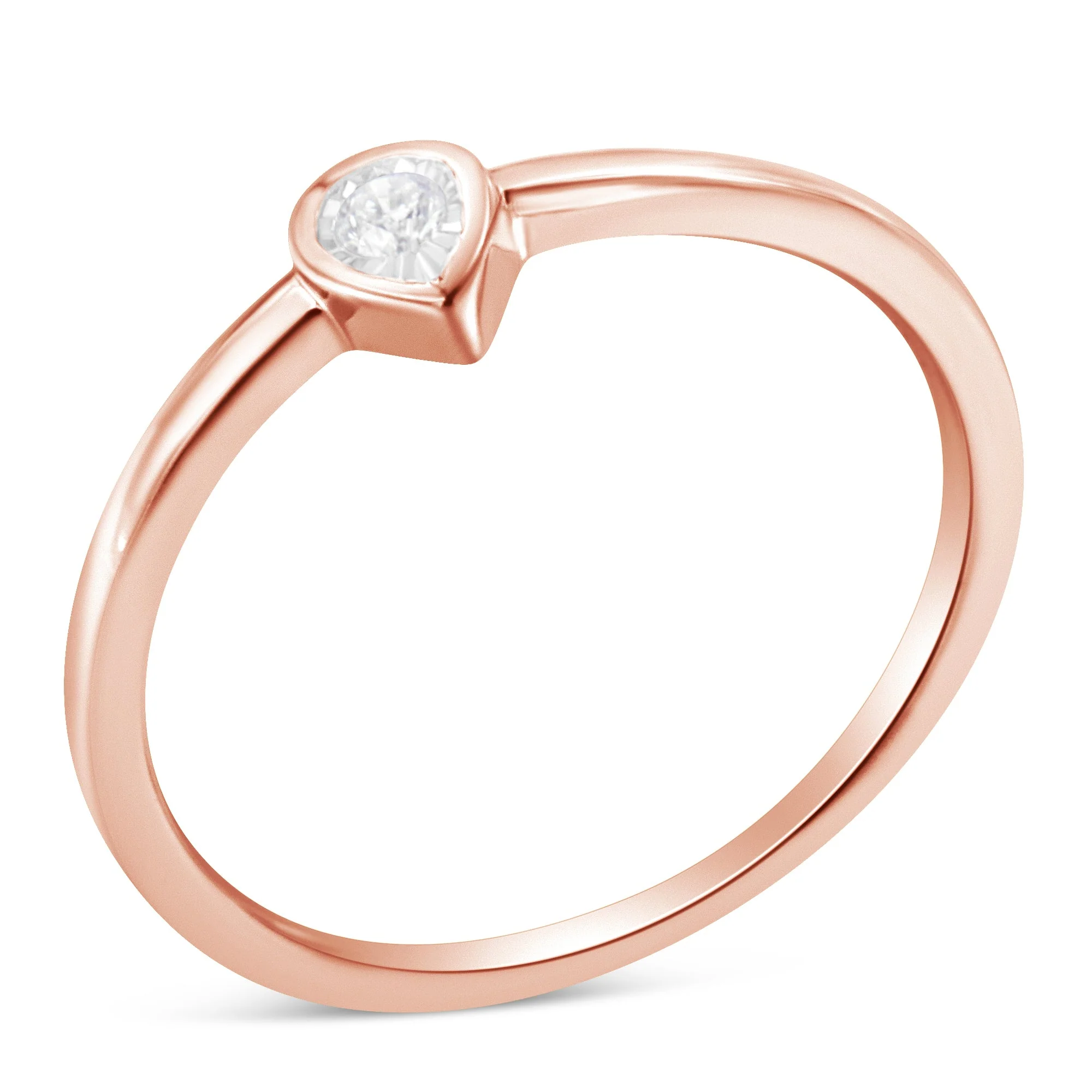 14K Rose Gold Plated .925 Sterling Silver 1/20 Carat Diamond Teardrop Pear-Shaped Miracle Set Petite Fashion Ring (J-K Color, I1-I2 Clarity) - Size 6 - Image 5