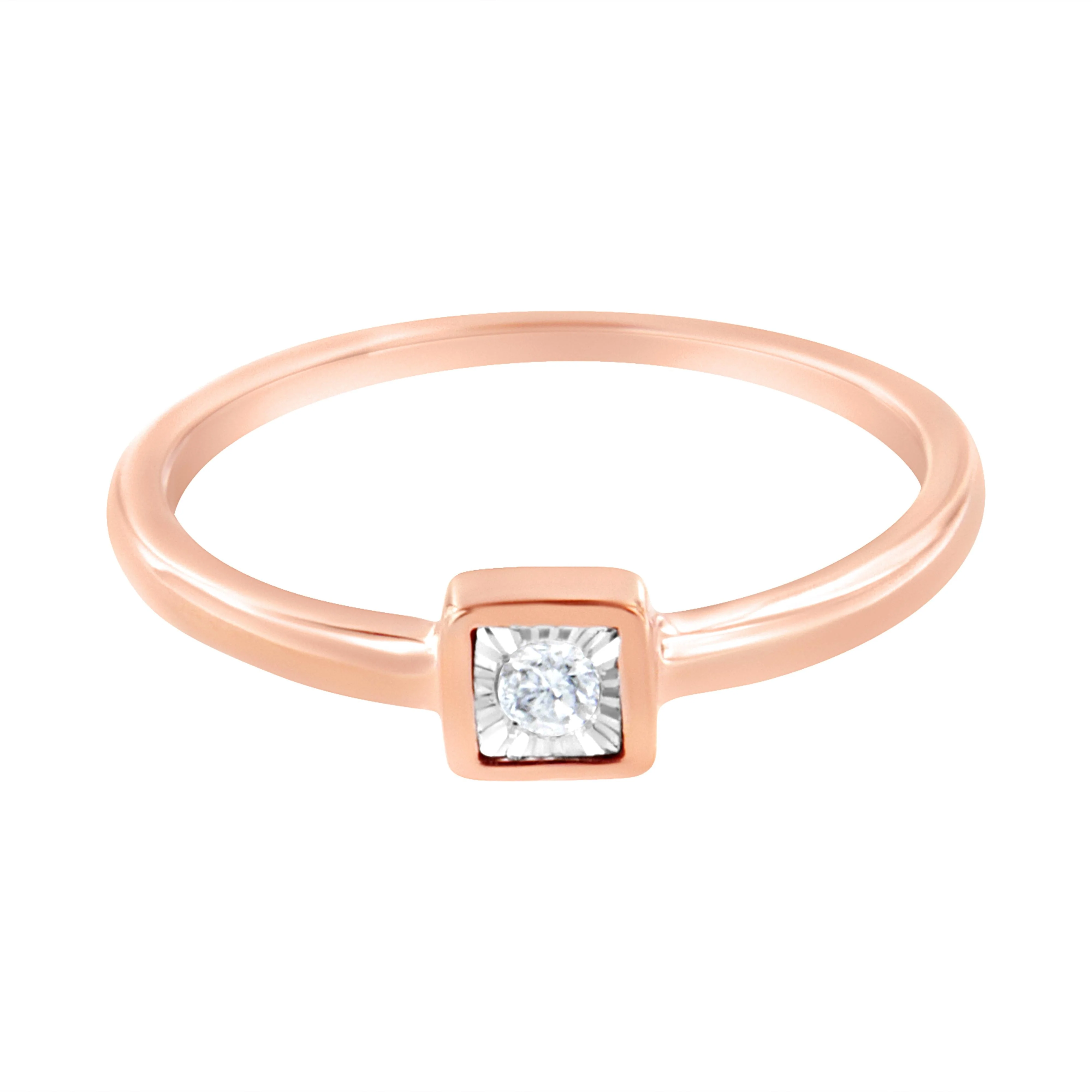 14K Rose Gold Plated .925 Sterling Silver 1/20 cttw Miracle Set Diamond Promise Ring (J-K Color, I1-I2 Clarity) - Size 6 - Image 3