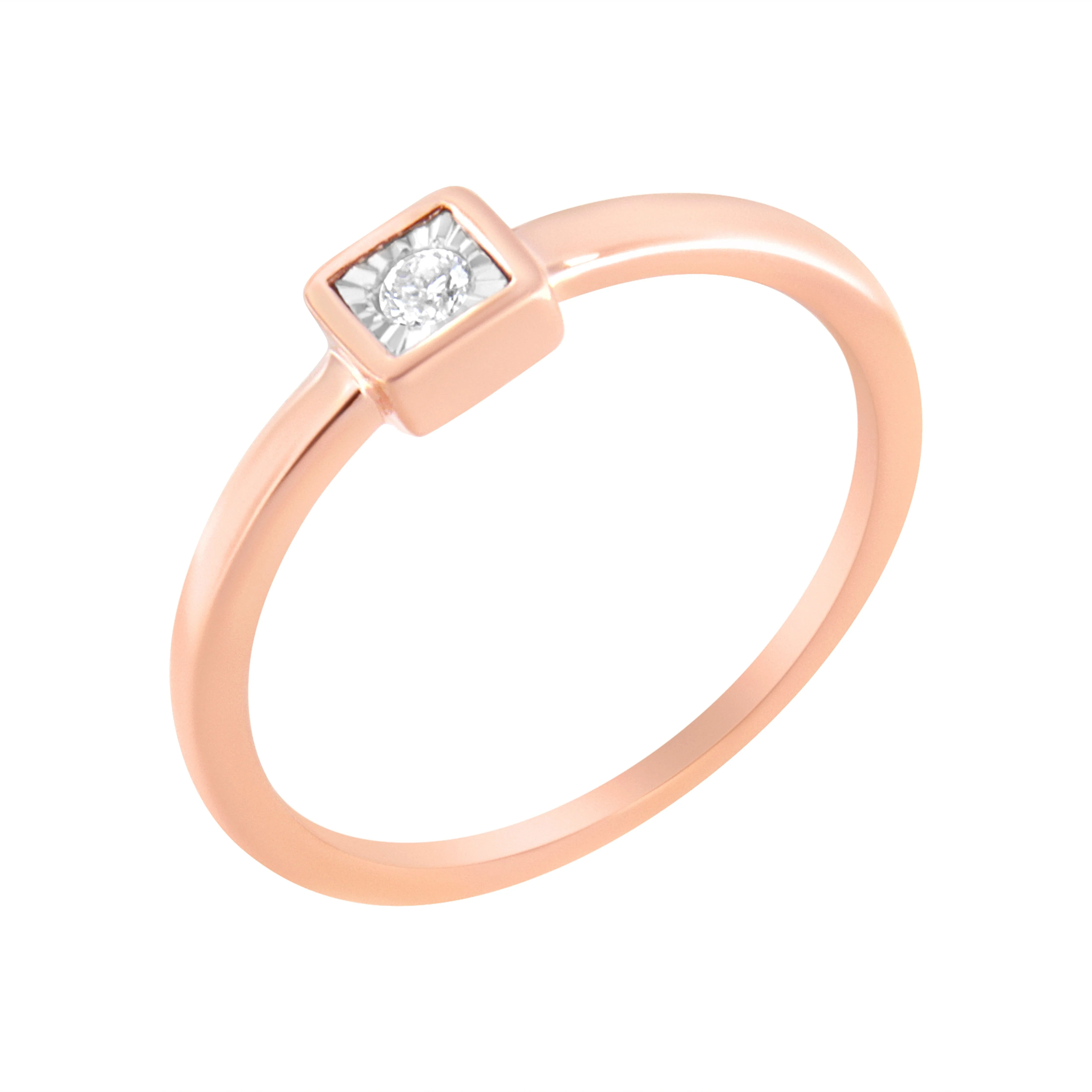 14K Rose Gold Plated .925 Sterling Silver 1/20 cttw Miracle Set Diamond Promise Ring (J-K Color, I1-I2 Clarity) - Size 6 - Image 6