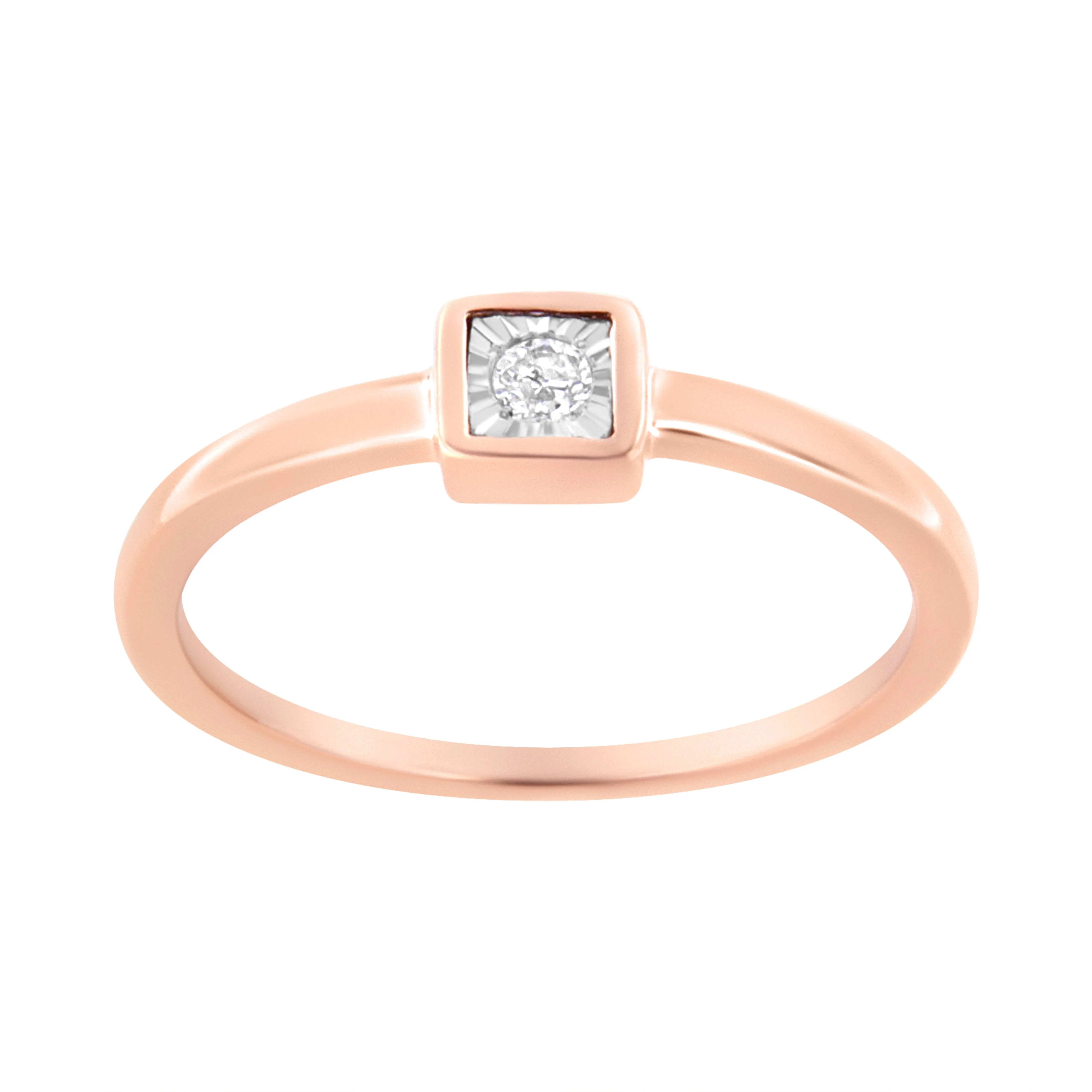 14K Rose Gold Plated .925 Sterling Silver 1/20 cttw Miracle Set Diamond Promise Ring (J-K Color, I1-I2 Clarity) - Size 6 - Image 7