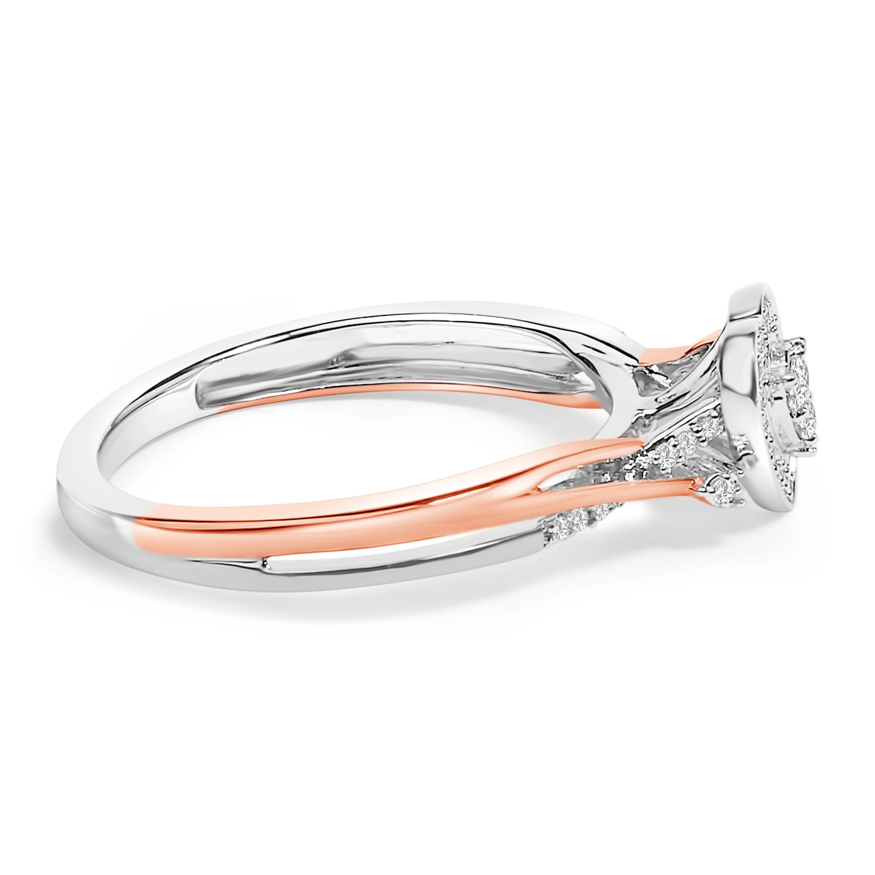 14K Rose Gold Plated Sterling Silver 1/10 Cttw Diamond Heart Motif Ring - Image 2