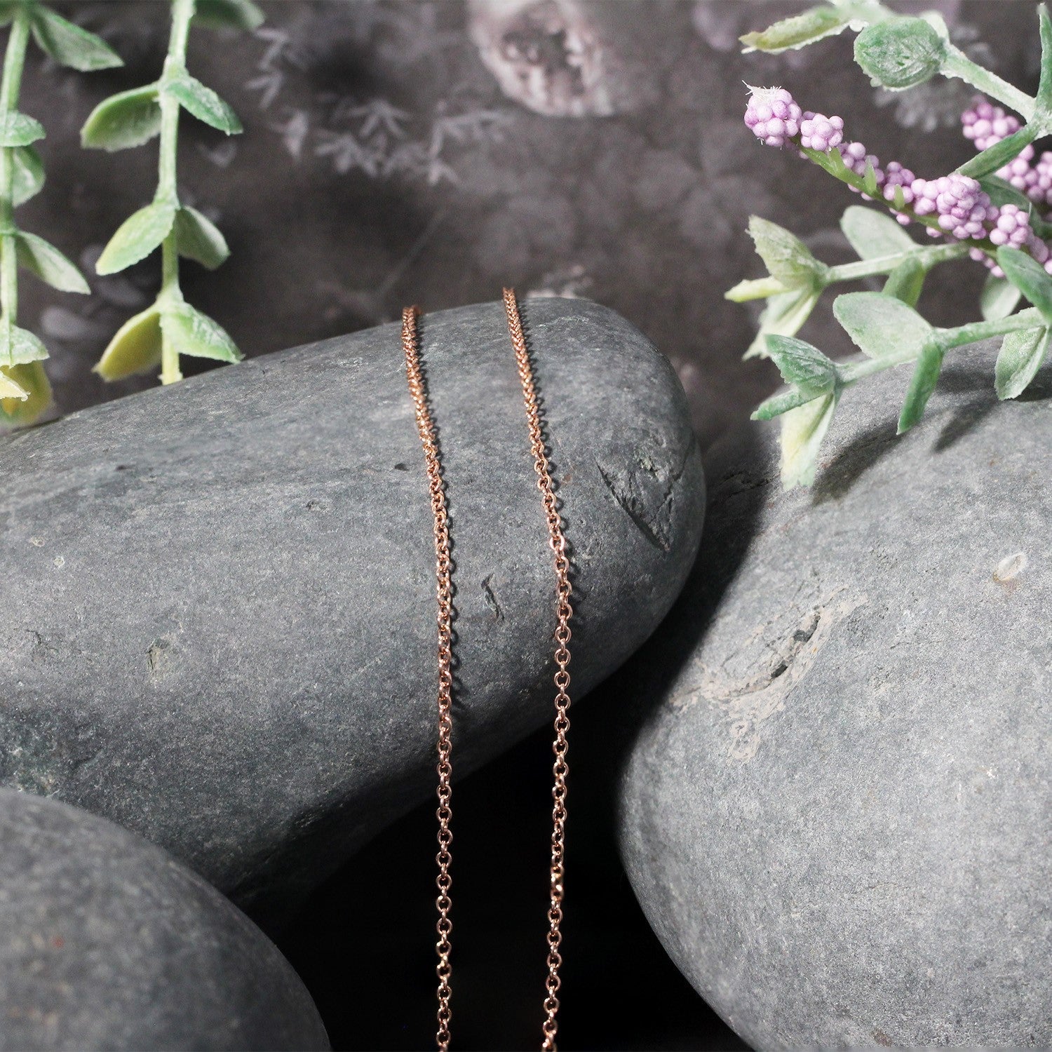 14k Rose Gold Round Cable Link Chain (1.25 mm) - Image 10