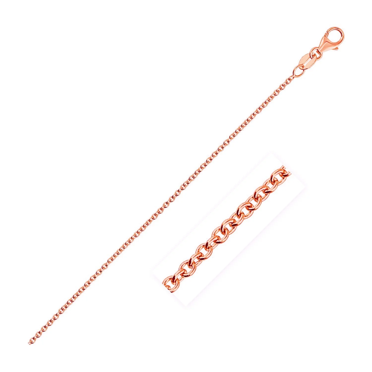 14k Rose Gold Round Cable Link Chain (1.25 mm) - Image 7