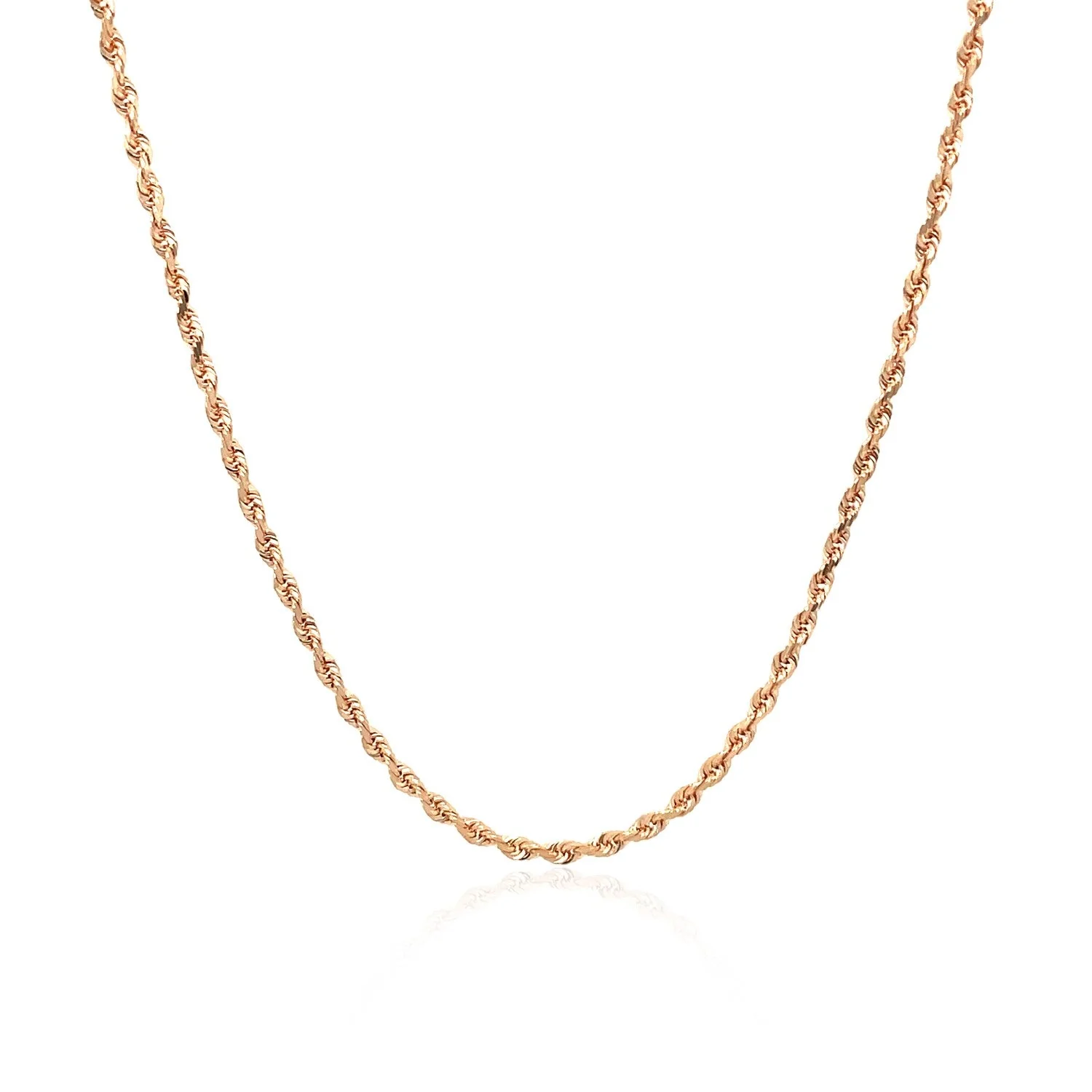 14k Rose Gold Solid Diamond Cut Rope Chain 1.5mm - Image 7
