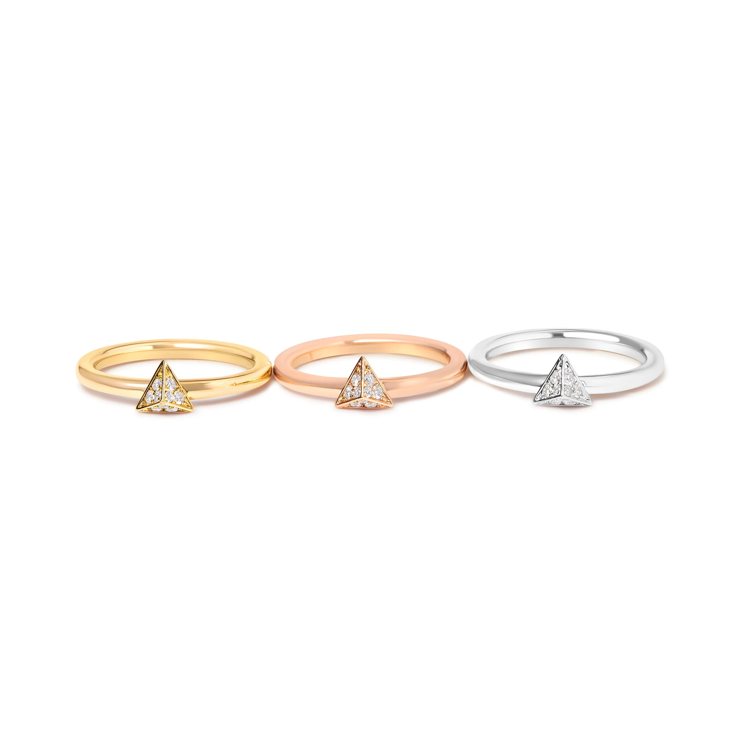 14K Tri Color Gold 1/3 Cttw Diamond Pyramid Stackable Band Ring Set (G-H Color, SI1-SI2 Clarity) - Size 7 - Image 8