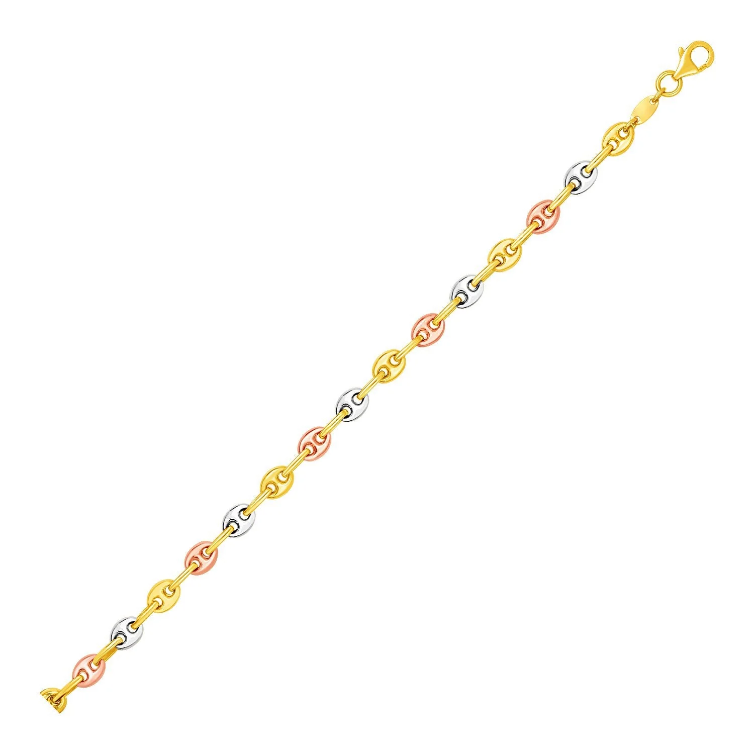 14k Tri Color Gold Mariner Link Bracelet - Image 2