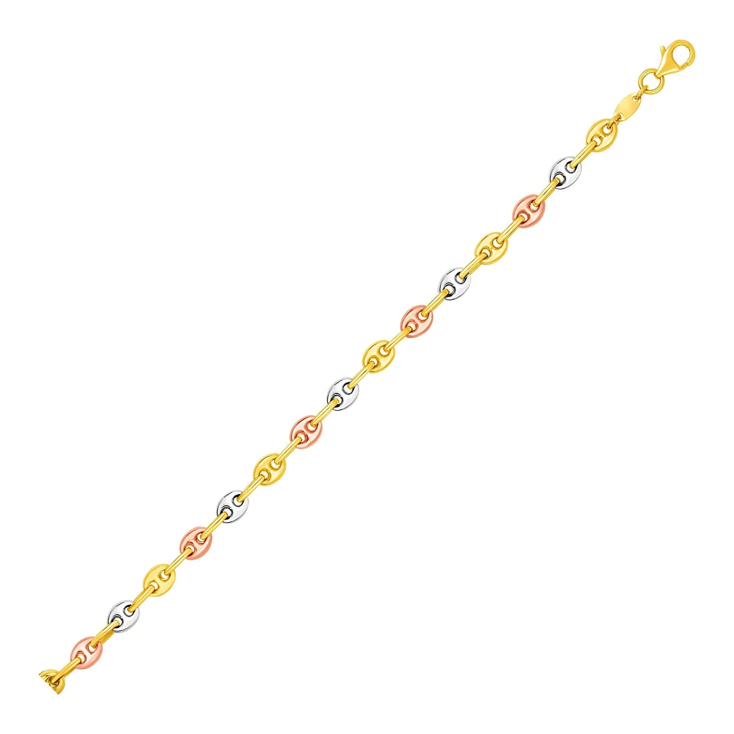 14k Tri Color Gold Mariner Link Bracelet - Image 3