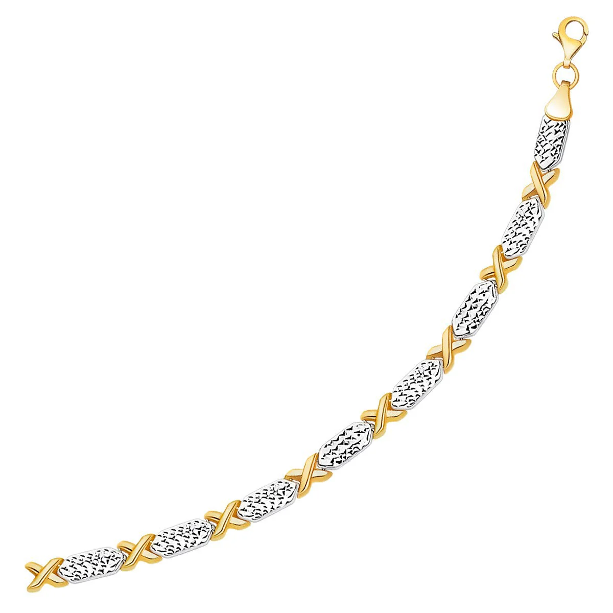 14k Two-Tone Gold Fancy X Line Bracelet - Image 3