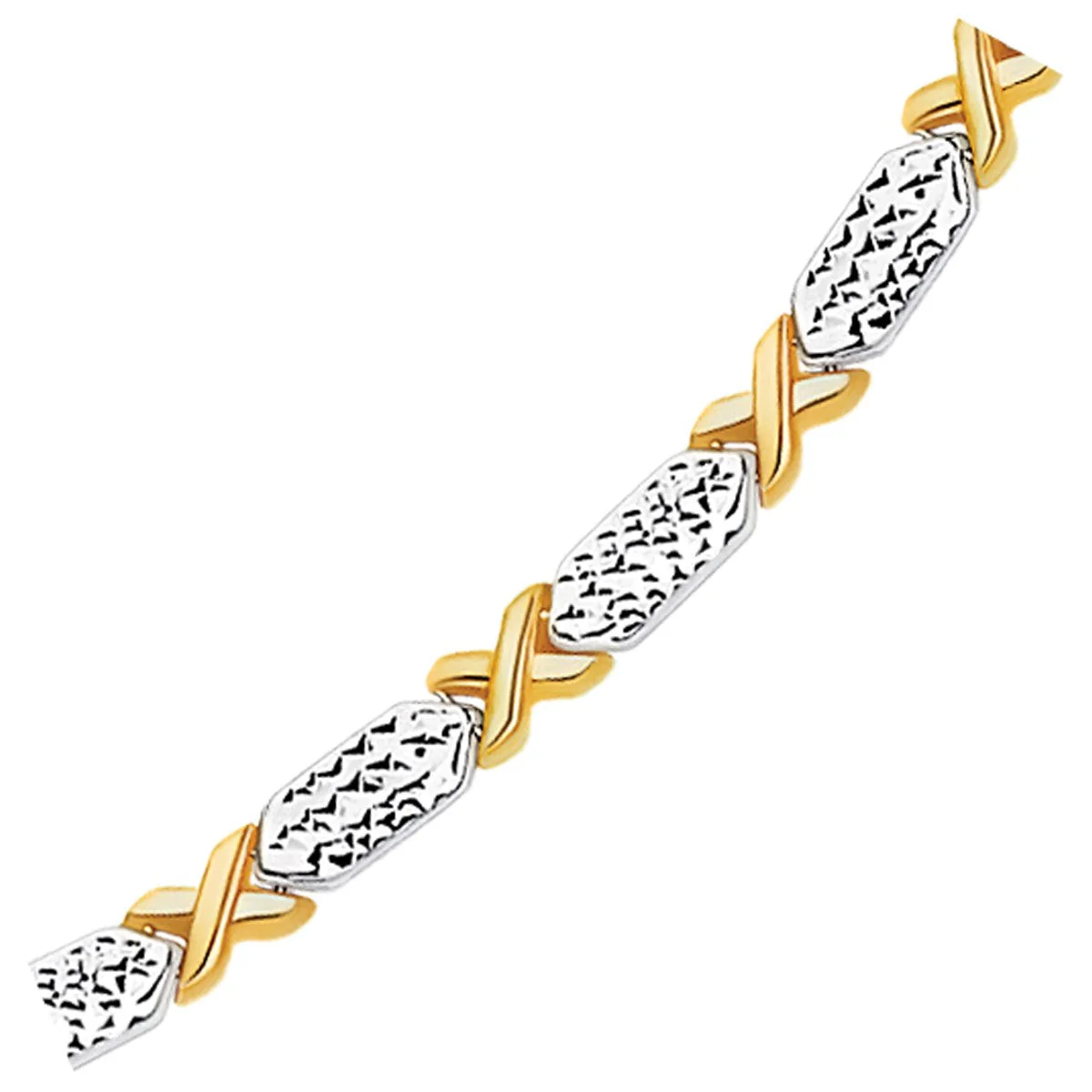 14k Two-Tone Gold Fancy X Line Bracelet - Image 5