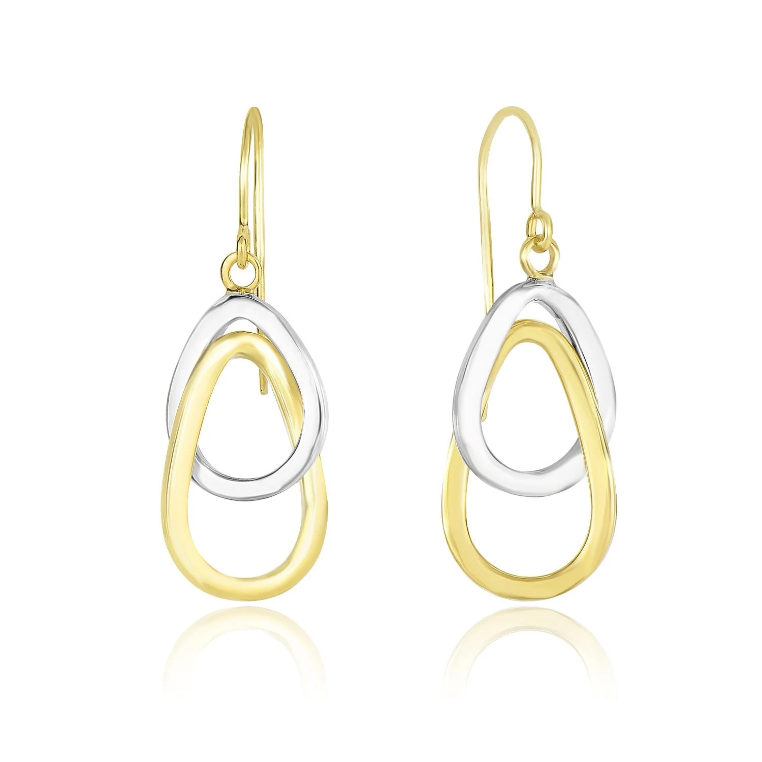 14k Two-Tone Gold Interlaced Open Teardrop Drop Earrings - Image 2
