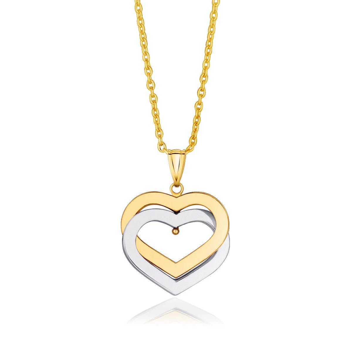 14k Two-Tone Gold Intertwined Hearts Pendant - Image 2