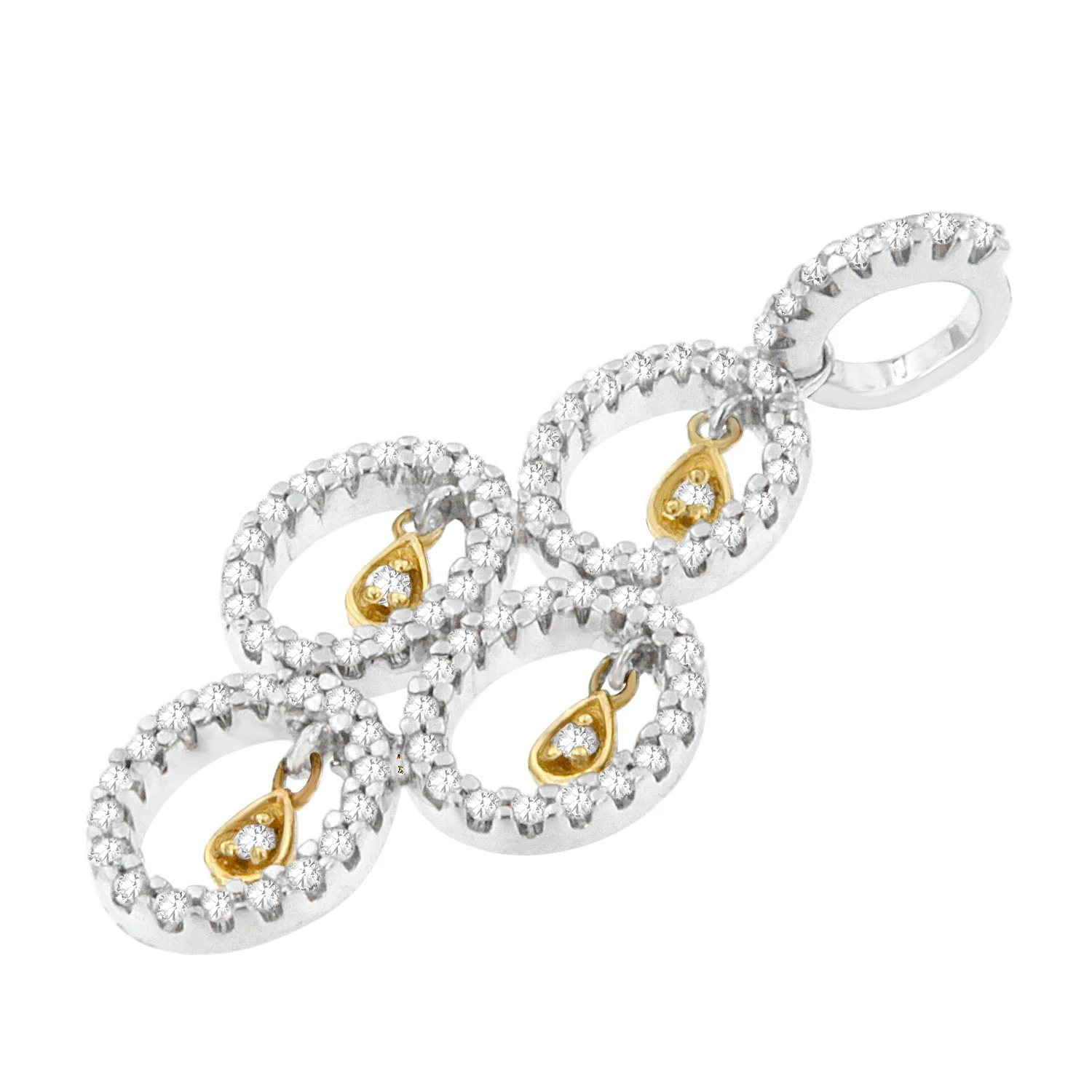 14K Two- Toned Gold 2/5 cttw Round Diamond Pendant Necklace (H-I, I1-I2) - Image 3