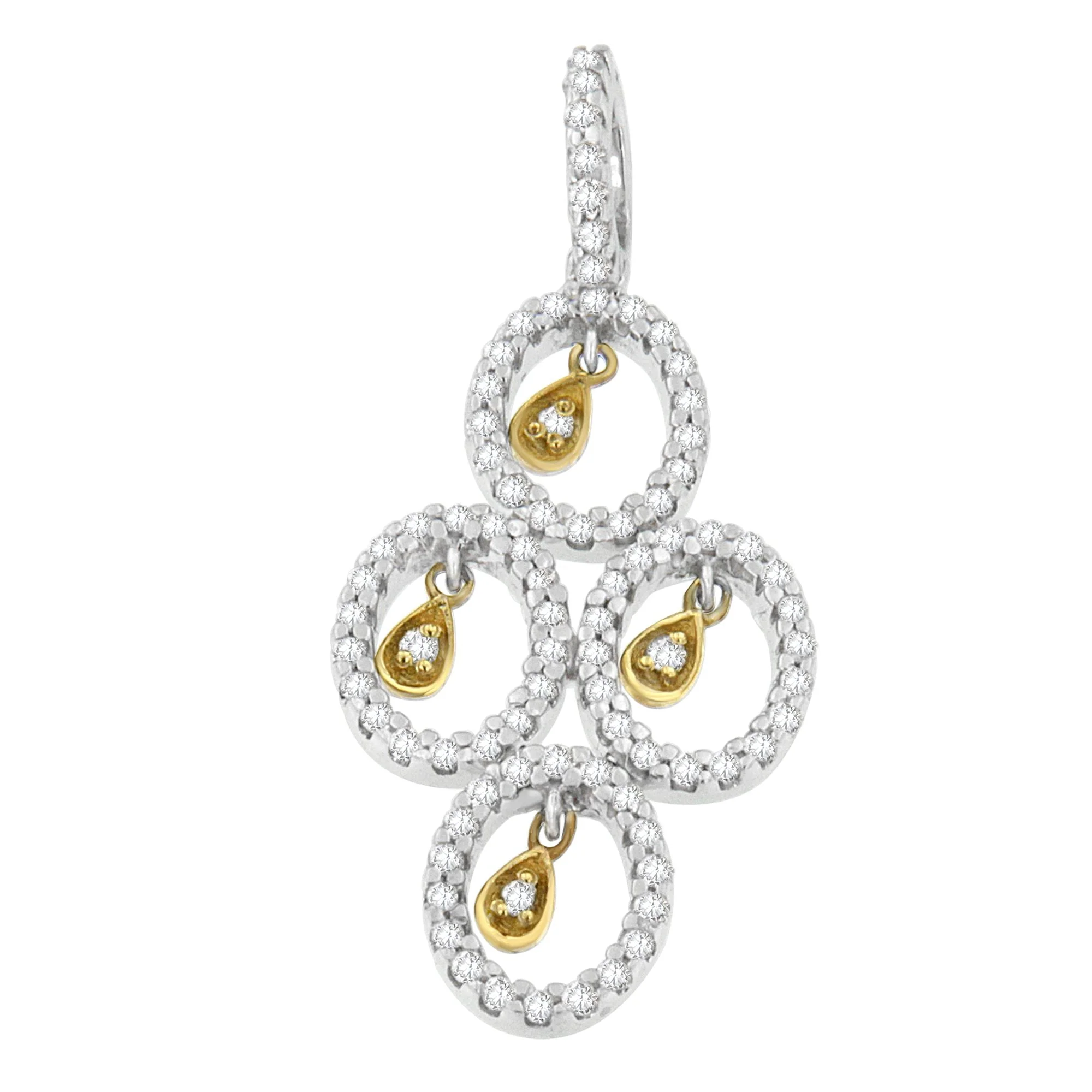 14K Two- Toned Gold 2/5 cttw Round Diamond Pendant Necklace (H-I, I1-I2) - Image 4