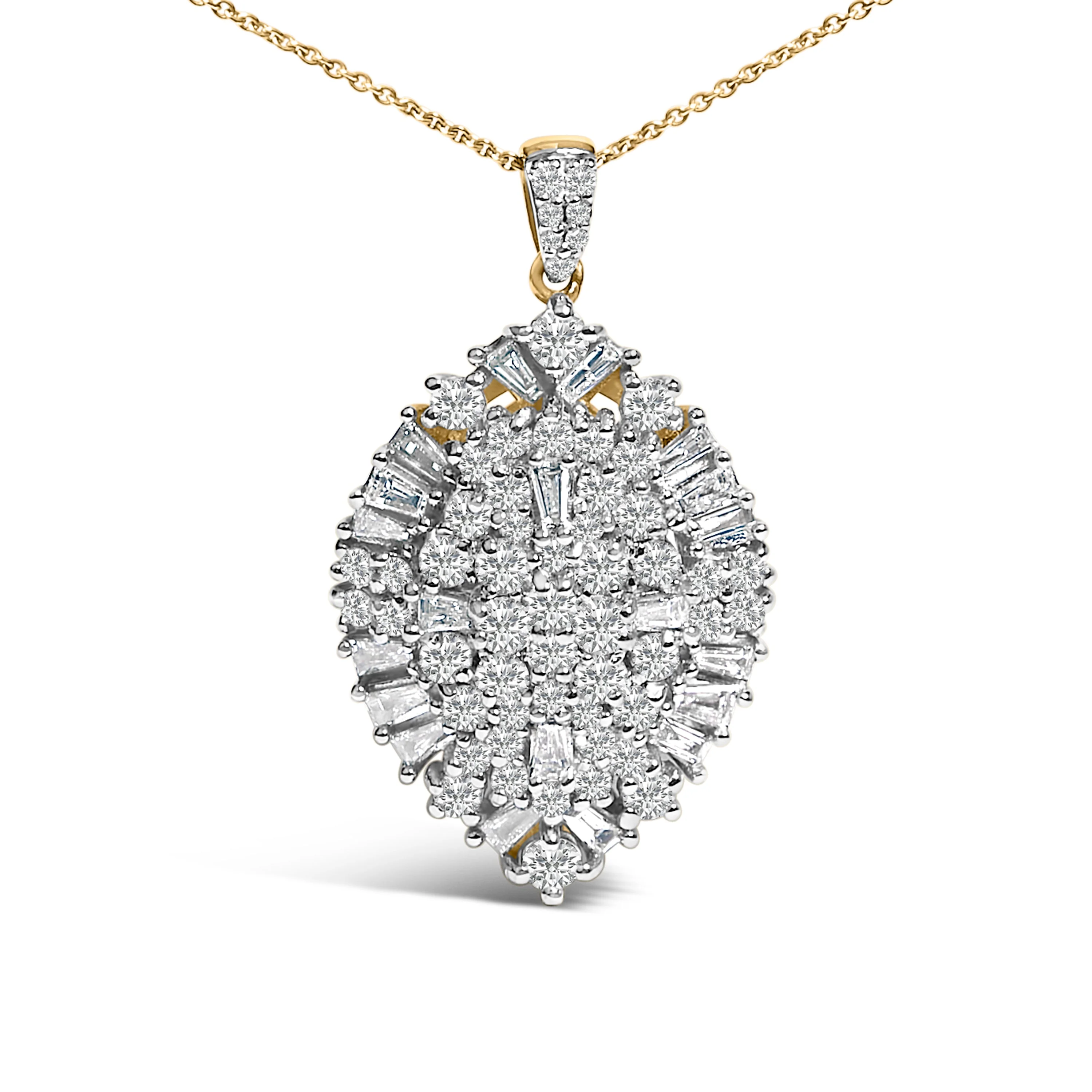 14K White and Yellow Gold 2.00 Cttw Diamond Cluster Pear Shaped Pendant Necklace (G-H Color, SI2-I1 Clarity) -20" Inches - Image 2