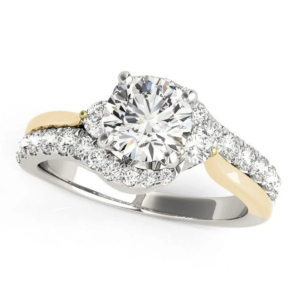 14k White And Yellow Gold Round Bypass Diamond Engagement Ring (1 1/2 cttw) - Image 3