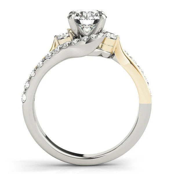 14k White And Yellow Gold Round Bypass Diamond Engagement Ring (1 1/2 cttw) - Image 4