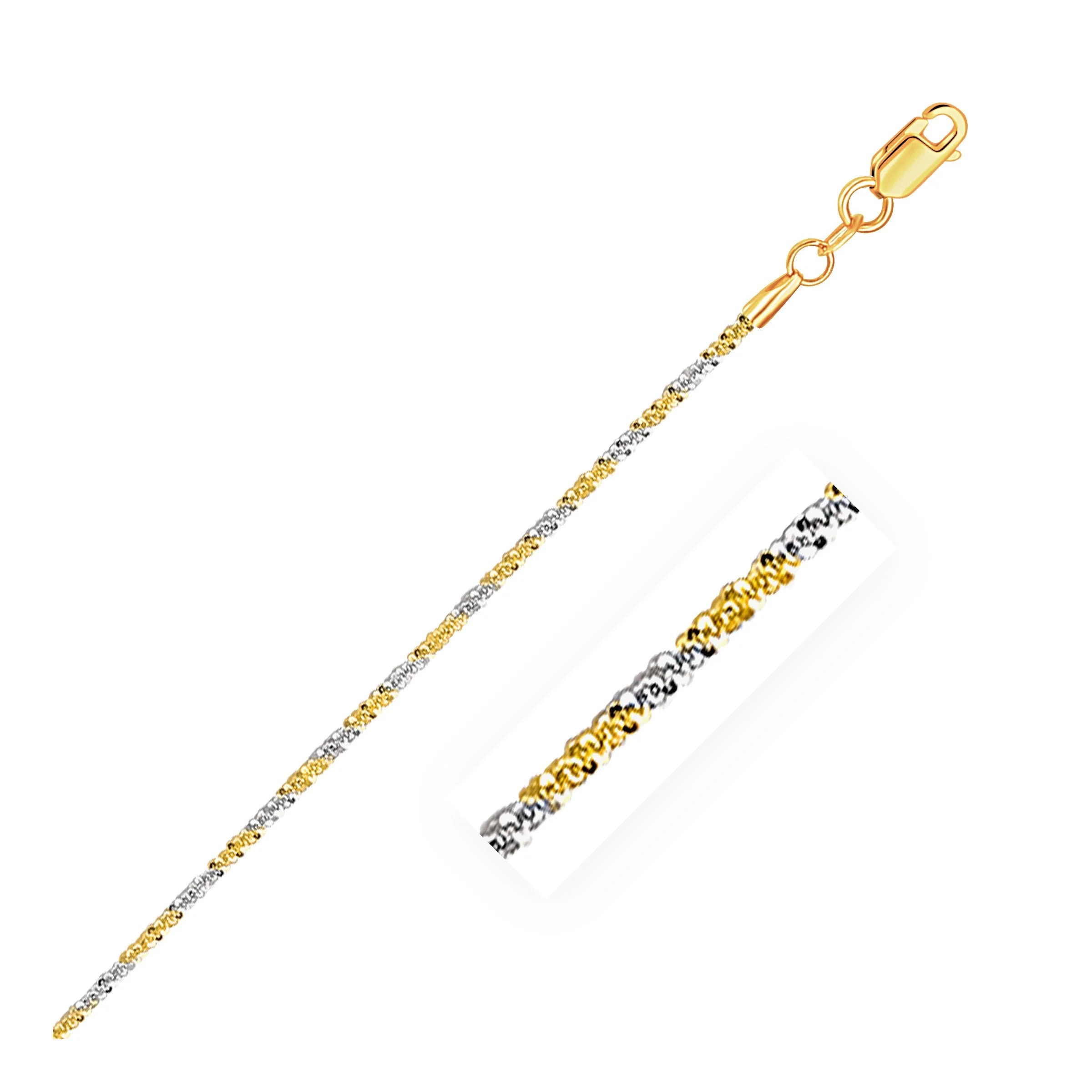 14k White and Yellow Gold Two Tone Sparkle Chain 1.5mm - Image 5