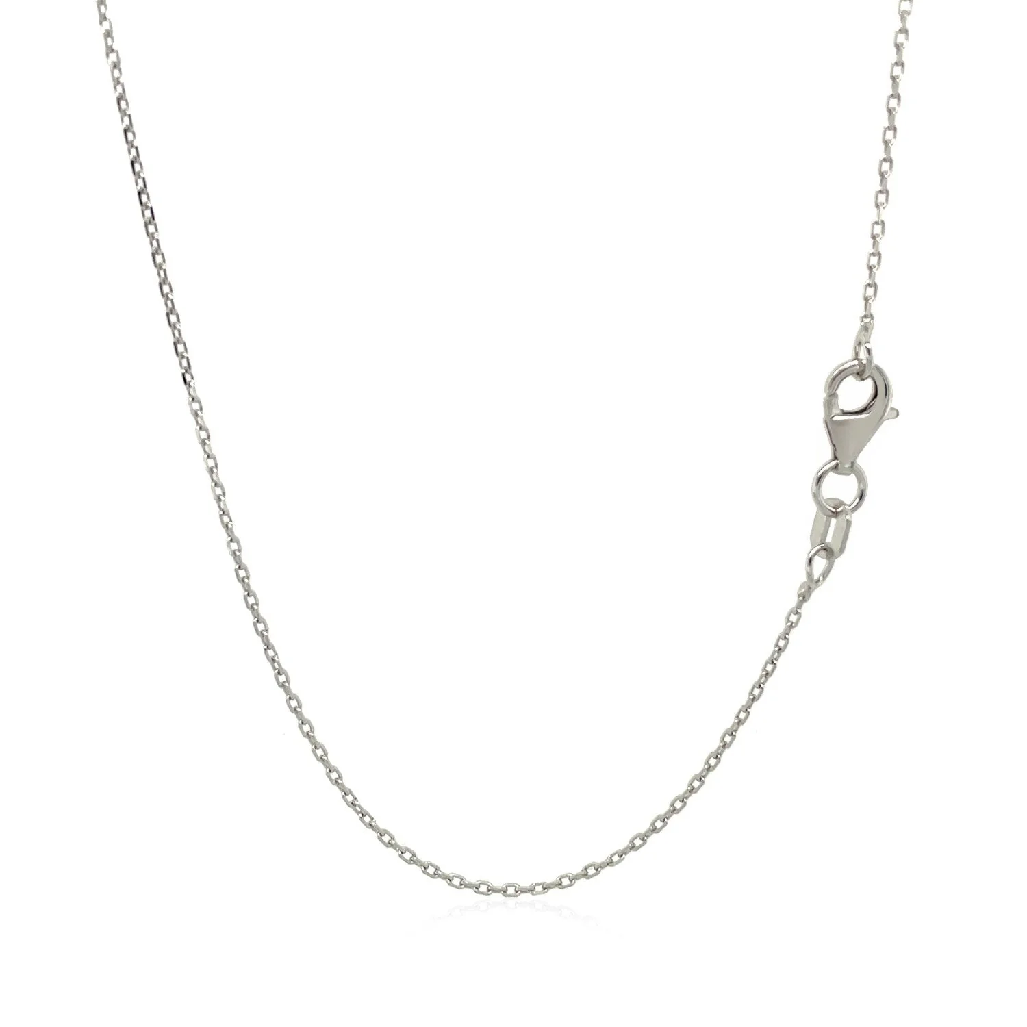 14k White Diamond Cut Cable Link Chain 0.8mm - Image 3