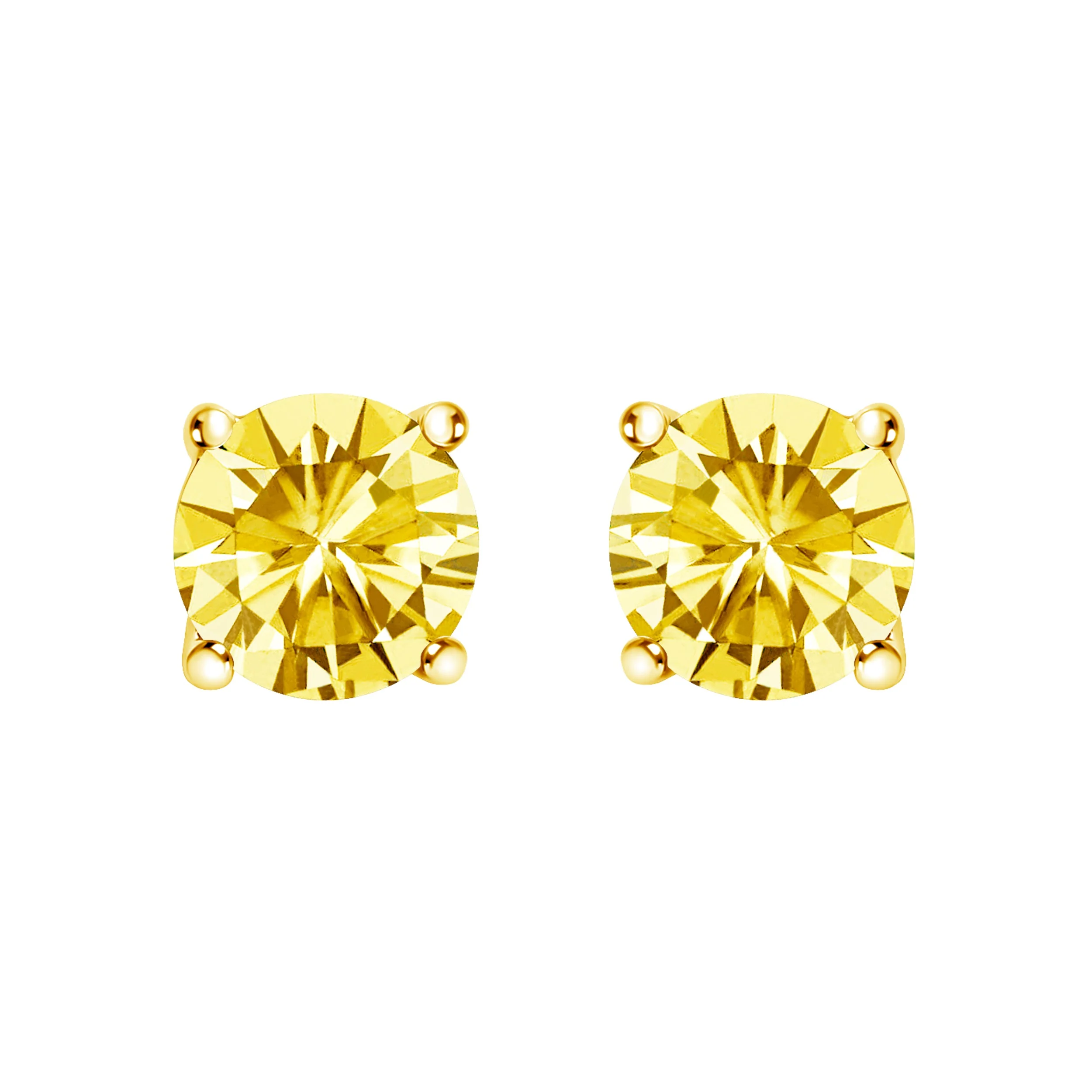 14K White Gold 1.0 Cttw Lab Grown Yellow Diamond Solitaire Stud Earrings (Yellow Color, VS2-SI1 Clarity) - Image 4
