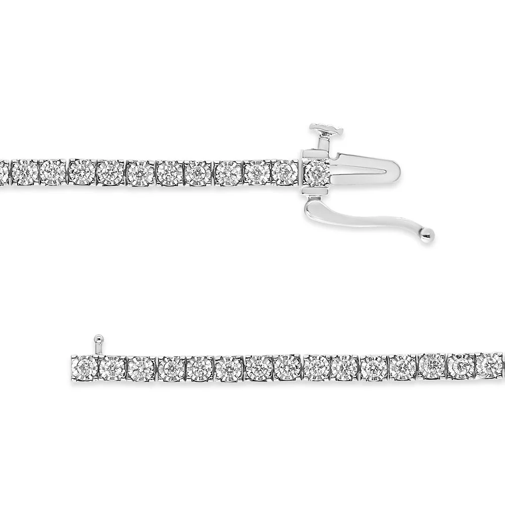 14K White Gold 1.0 Cttw Miracle Set Round-Cut Lab Grown Diamond Illusion Tennis Bracelet (F-G Color, VS2-SI1 Clarity) Size 7" - Image 3
