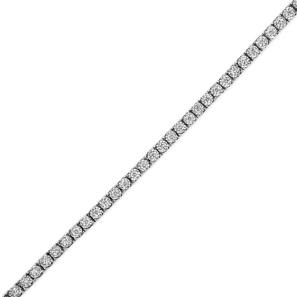 14K White Gold 1.0 Cttw Miracle Set Round-Cut Lab Grown Diamond Illusion Tennis Bracelet (F-G Color, VS2-SI1 Clarity) Size 7" - Image 4
