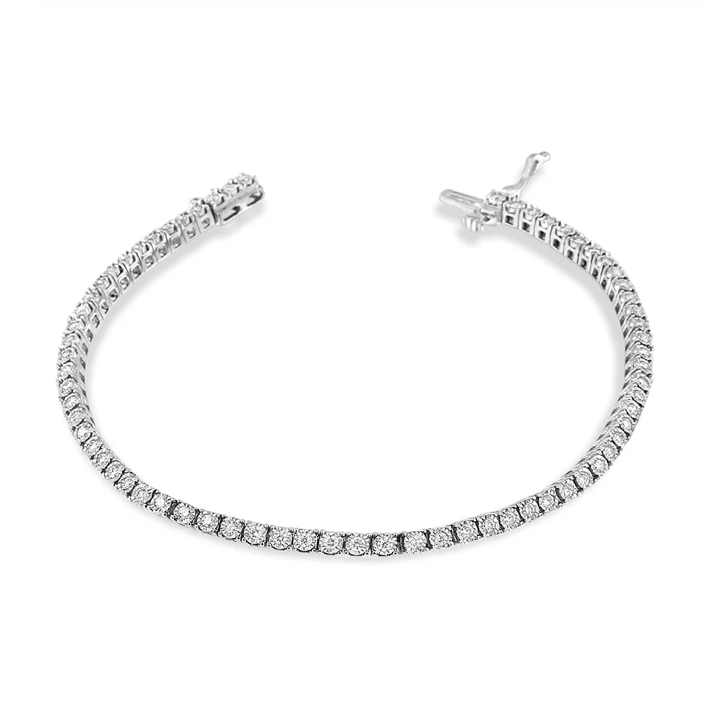 14K White Gold 1.0 Cttw Miracle Set Round-Cut Lab Grown Diamond Illusion Tennis Bracelet (F-G Color, VS2-SI1 Clarity) Size 7" - Image 6