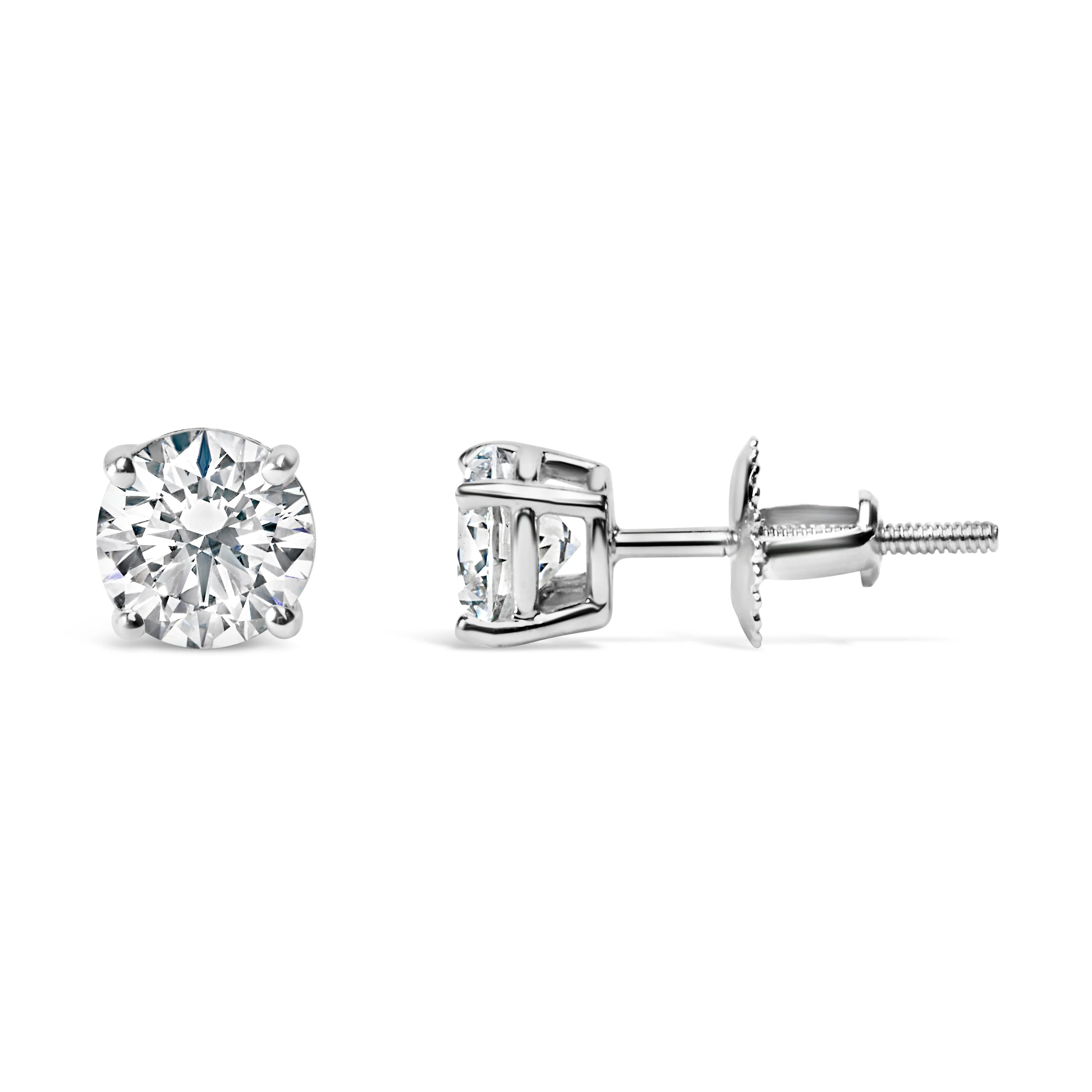 14K White Gold 1.0 Cttw Round Brilliant Cut Lab Grown White Diamond 4-Prong Classic Solitaire Stud Earrings (F-G Color, VS1-VS2 Clarity) - Image 7