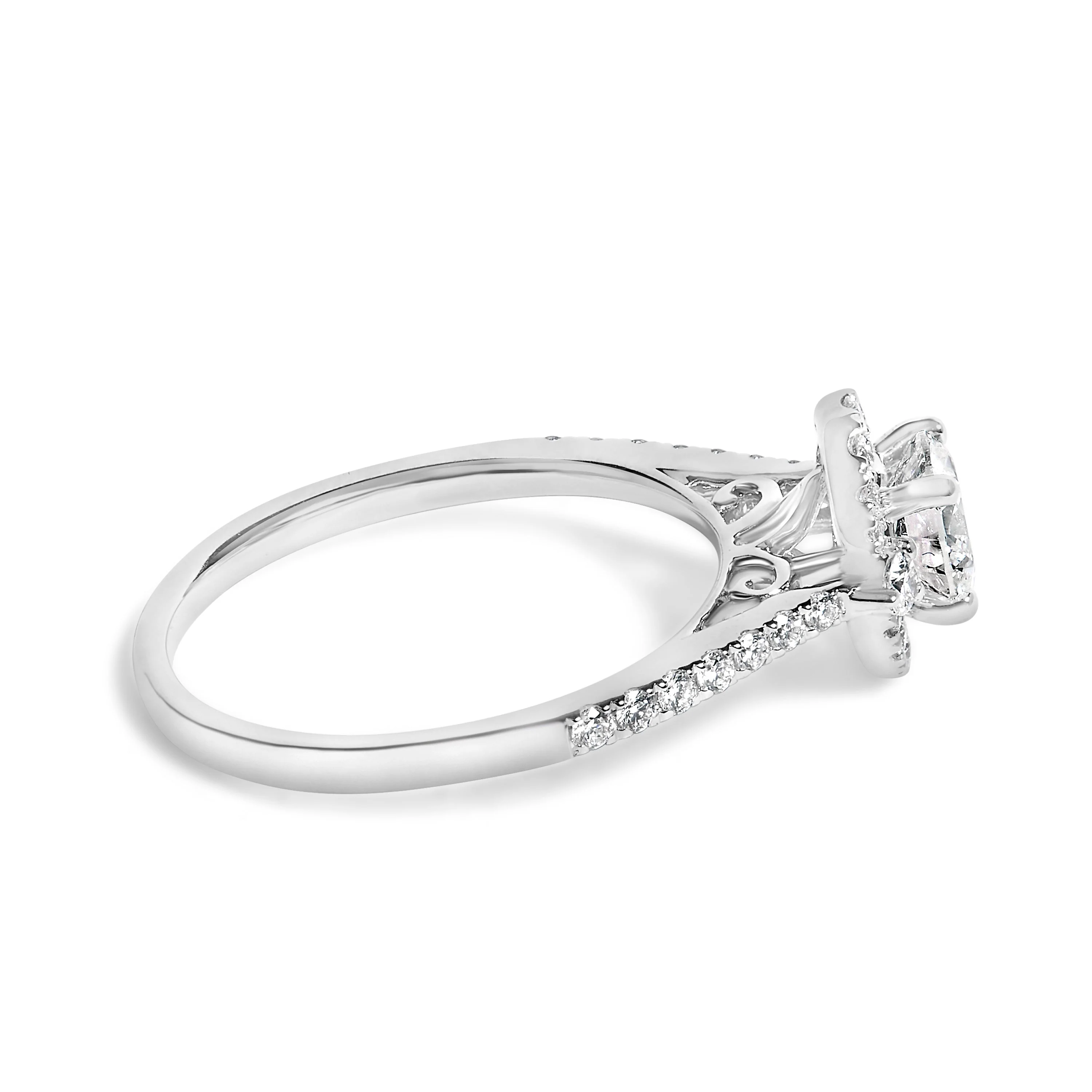 14K White Gold 1.00 Cttw Lab-Grown Diamond Oval Shaped Halo Engagement Ring (F-G Color, VS1-VS2 Clarity) - Ring Size 7 - Image 2