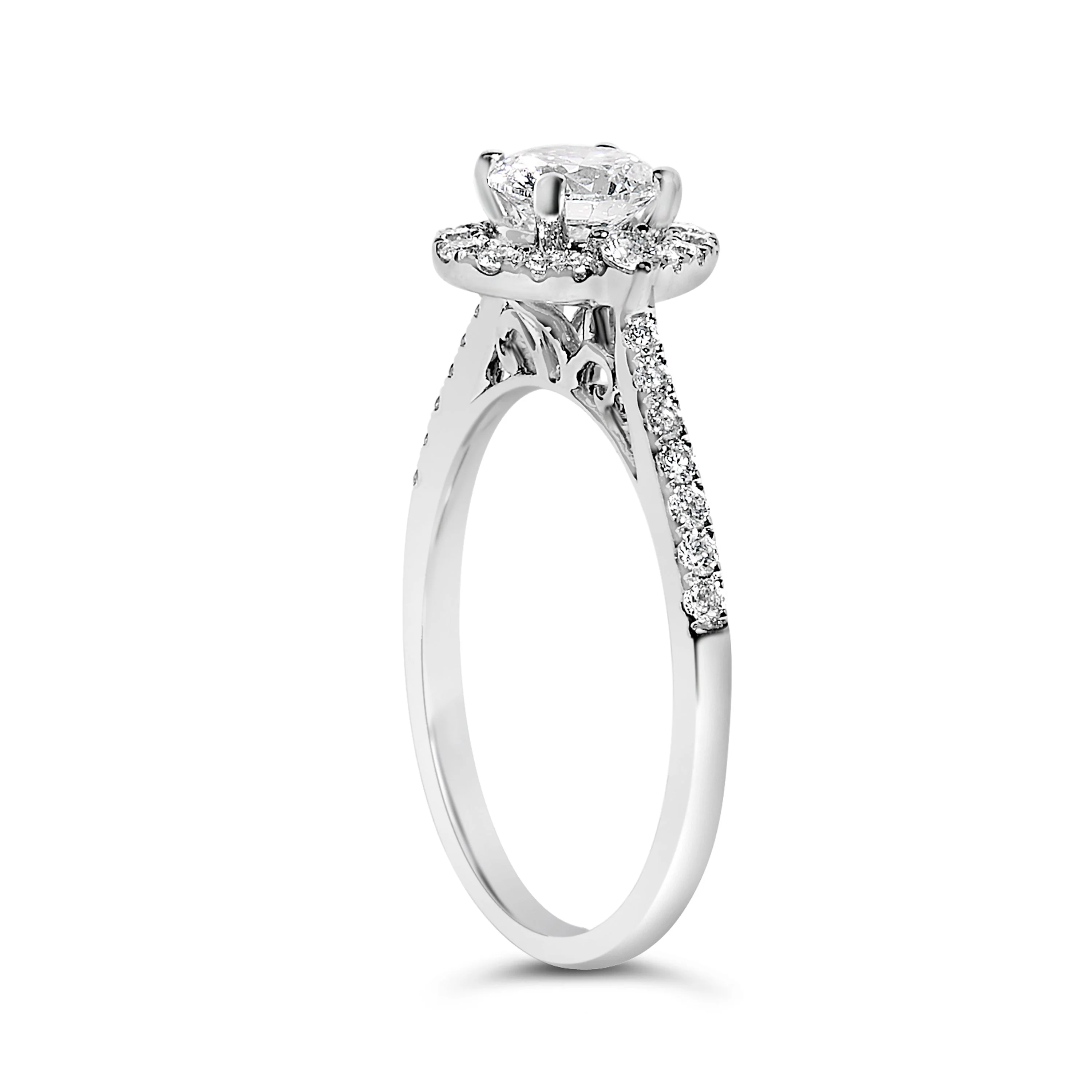14K White Gold 1.00 Cttw Lab-Grown Diamond Oval Shaped Halo Engagement Ring (F-G Color, VS1-VS2 Clarity) - Ring Size 7 - Image 4