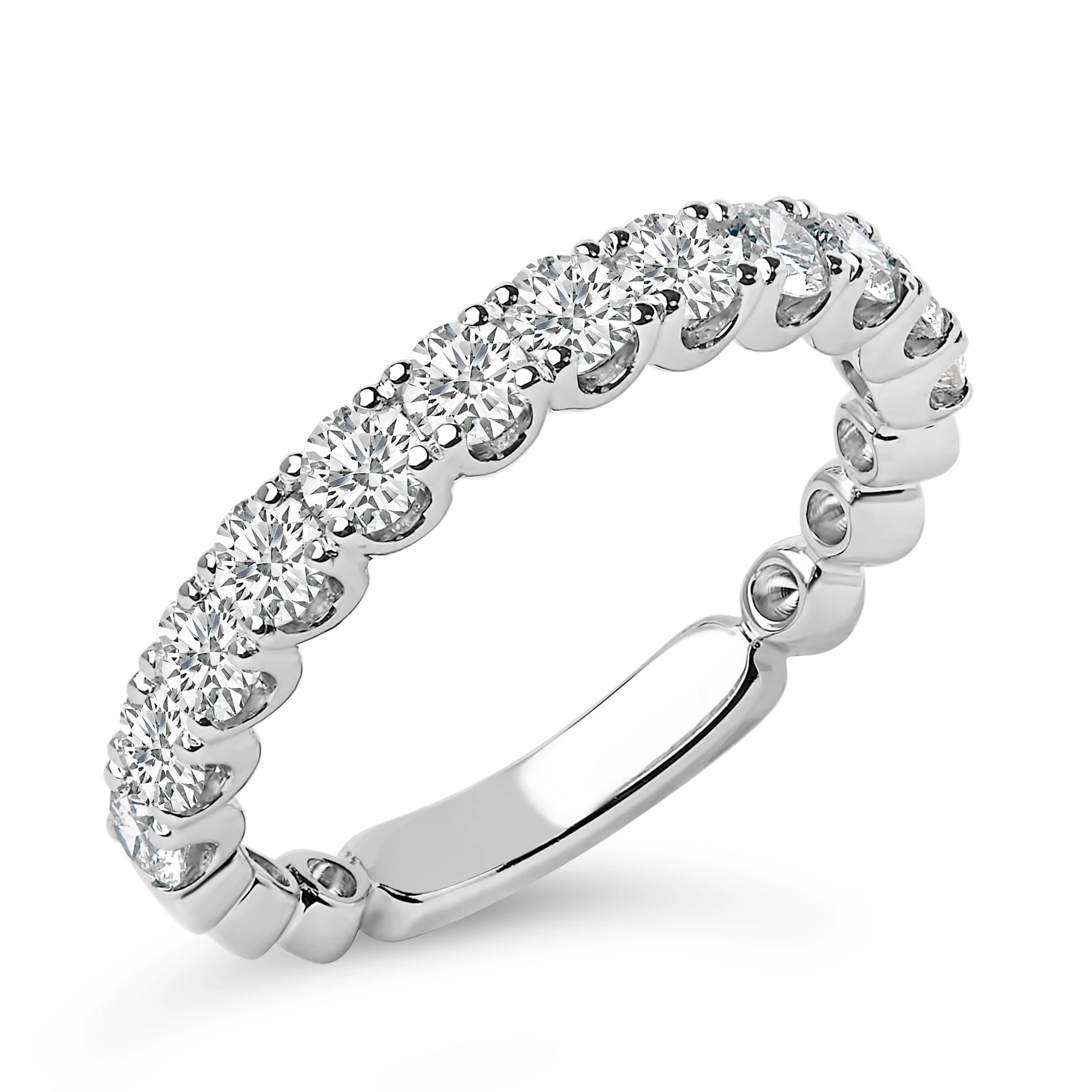 14K White Gold 1.00 Cttw Round Diamond Prong Set Wedding Band - Image 3
