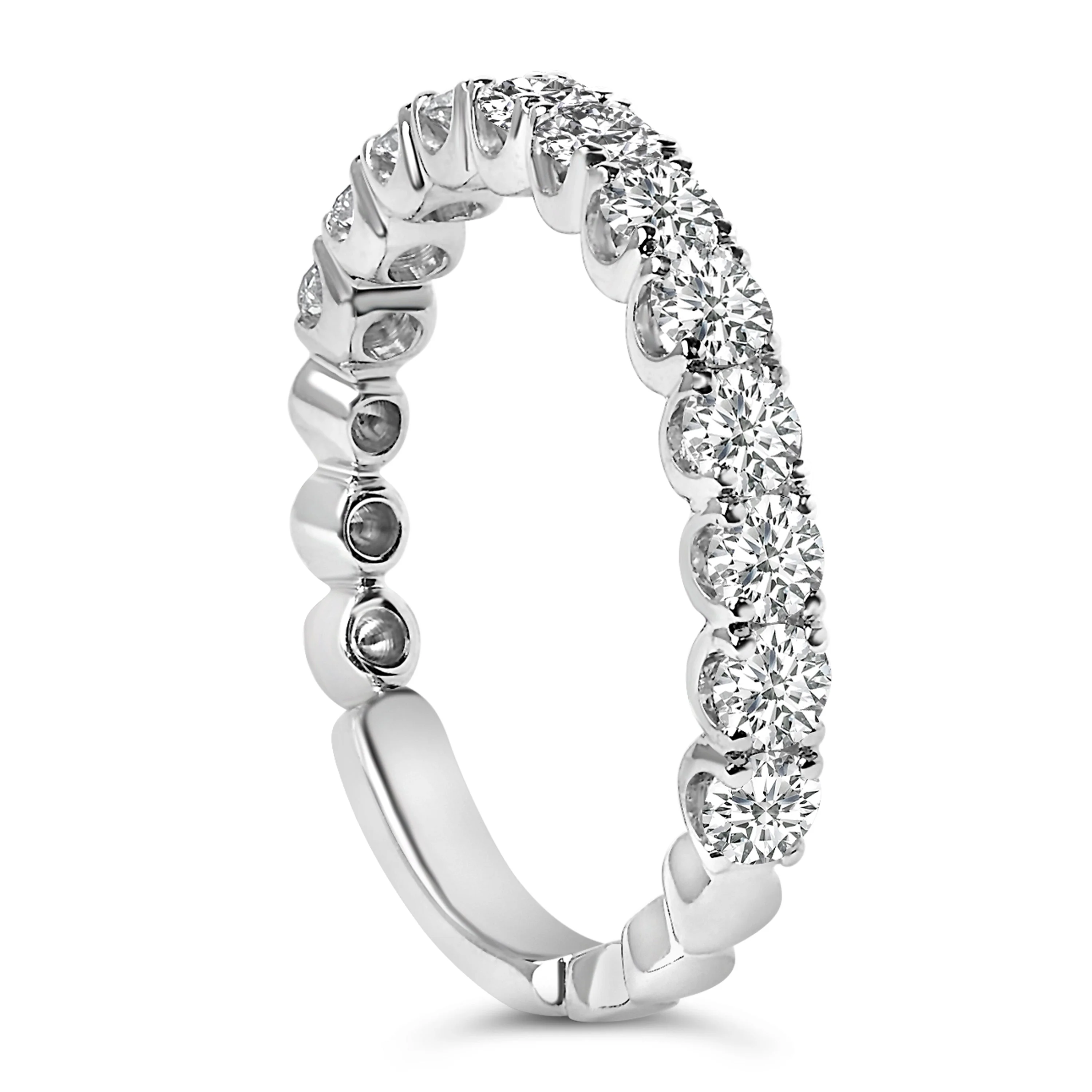 14K White Gold 1.00 Cttw Round Diamond Prong Set Wedding Band - Image 4