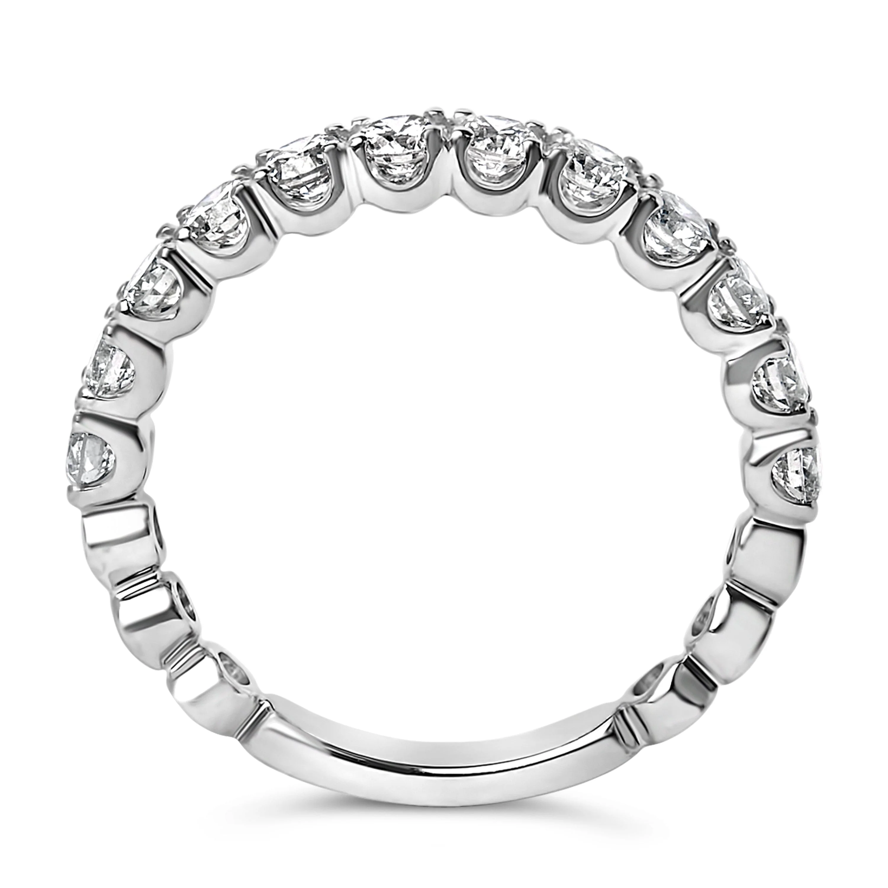 14K White Gold 1.00 Cttw Round Diamond Prong Set Wedding Band - Image 5