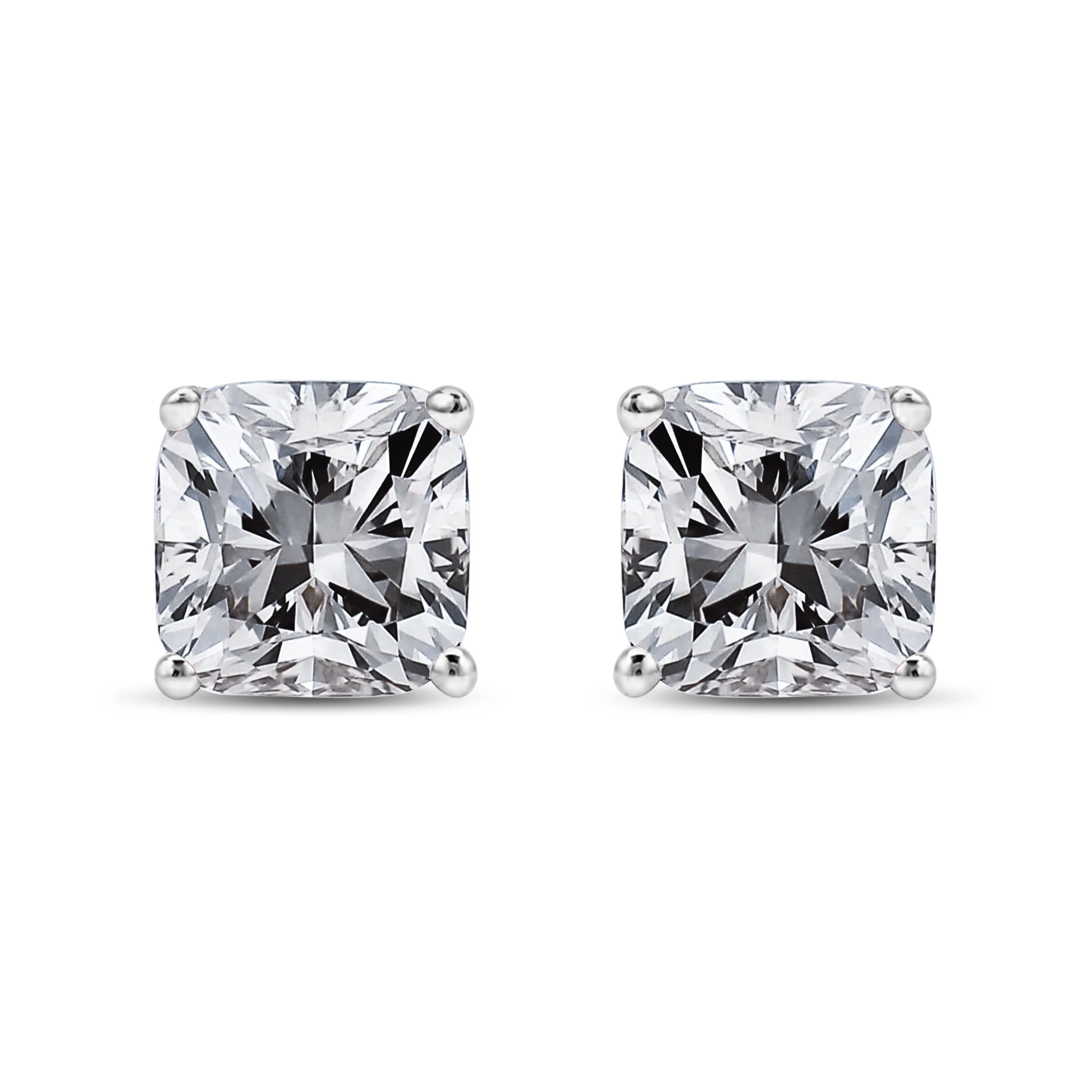 14K White Gold 1 1/2 Cttw Clarity Enhanced Princess Cut Diamond Solitaire Stud Earrings (I-J Color, I1-I2 Clarity) - Image 2
