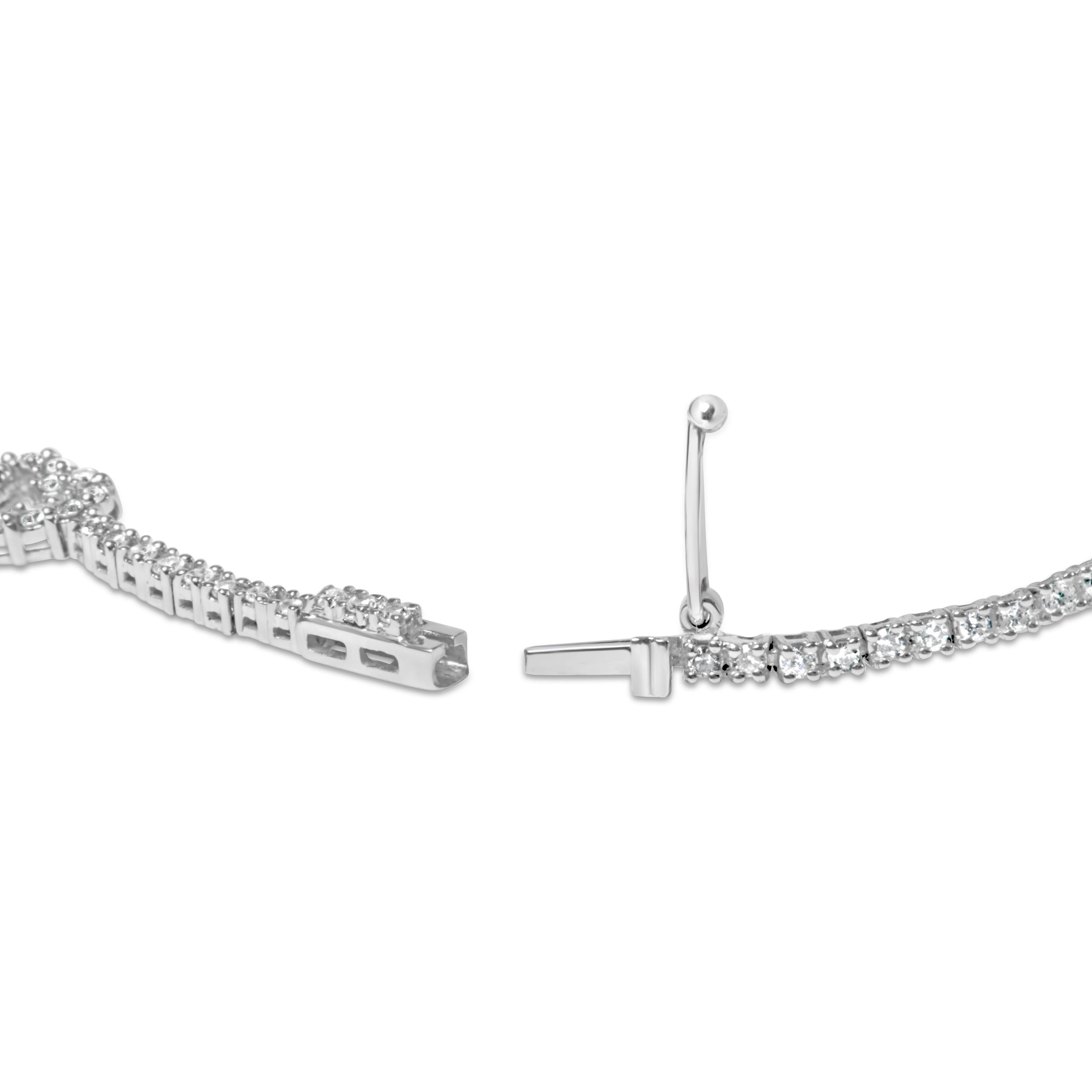 14K White Gold 1 1/2 Cttw Diamond Heart Station Strand Bracelet (H-I Color, I1-I2 Clarity) - 7.5 Inches - Image 6