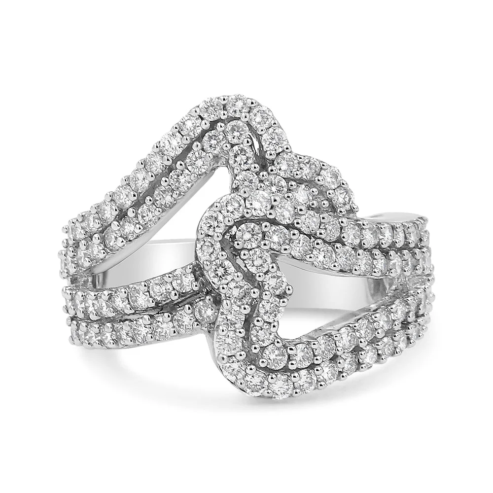 14K White Gold 1 1/2 Cttw Diamond Open Double Heart Bypass Ring Band (H-I Color, VS1-VS2 Clarity) - Ring Size 7 - Image 5