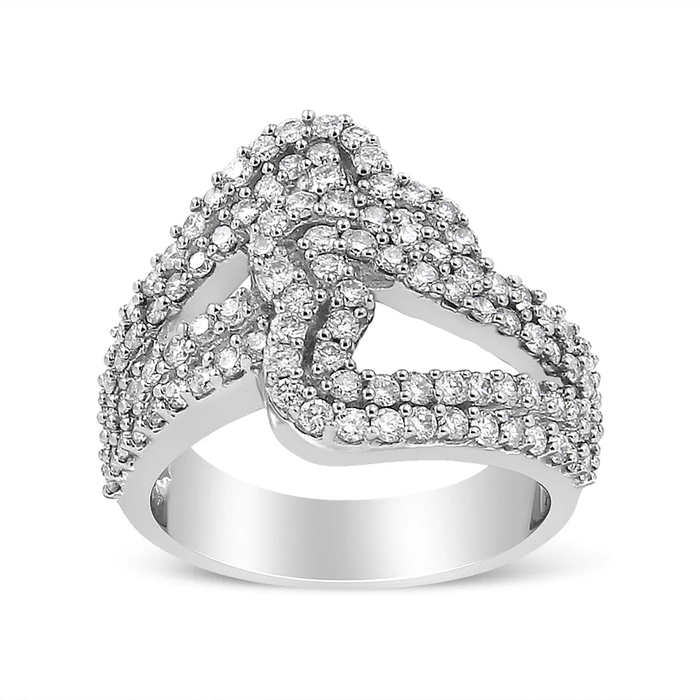 14K White Gold 1 1/2 Cttw Diamond Open Double Heart Bypass Ring Band (H-I Color, VS1-VS2 Clarity) - Ring Size 7 - Image 6