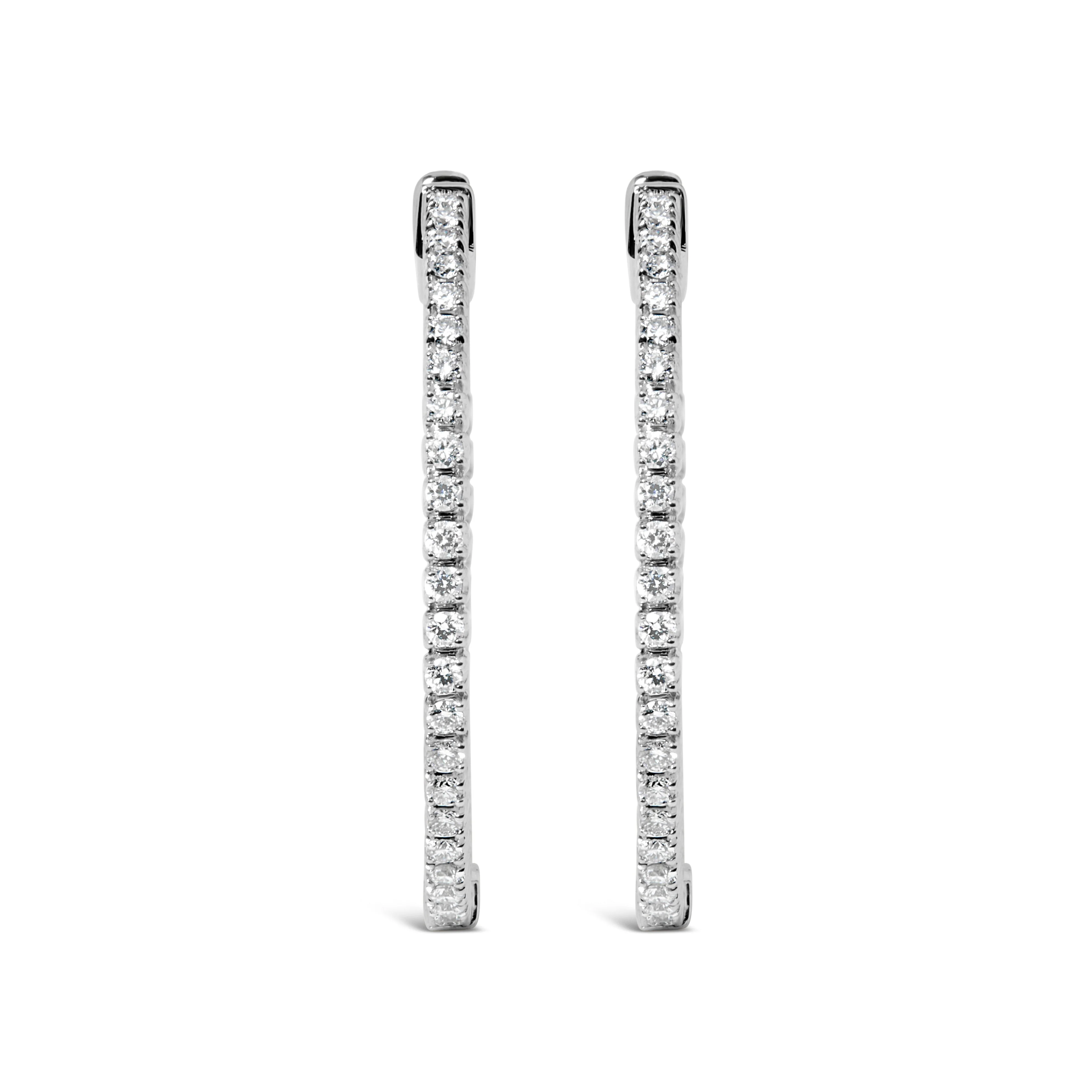 14K White Gold 1 1/2 Cttw Lab Grown Diamond Inside Out Hoop Earrings (G-H Color, VS2-SI1 Clarity) - Image 3