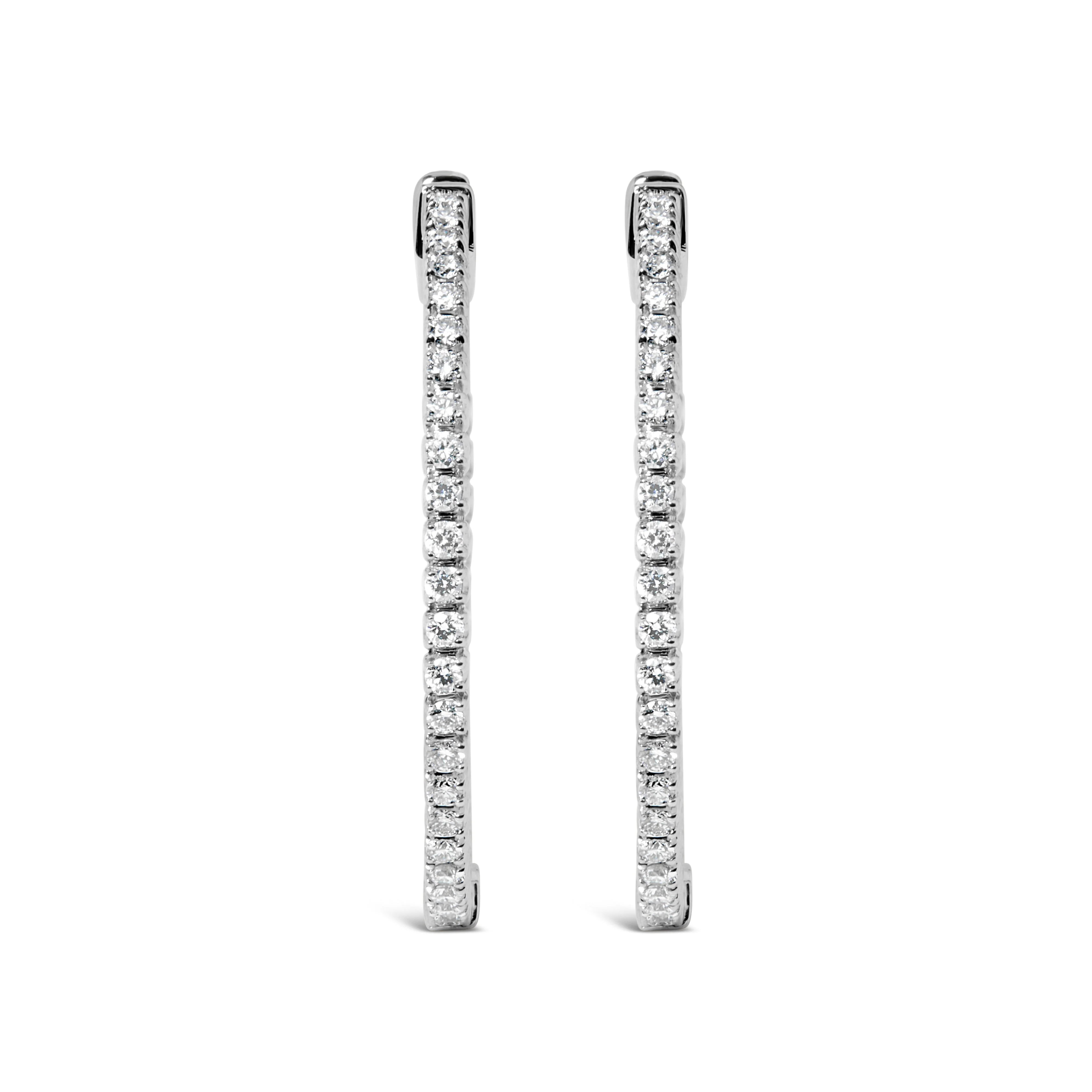 14K White Gold 1 1/2 Cttw Lab Grown Diamond Inside Out Hoop Earrings (G-H Color, VS2-SI1 Clarity) - Image 6