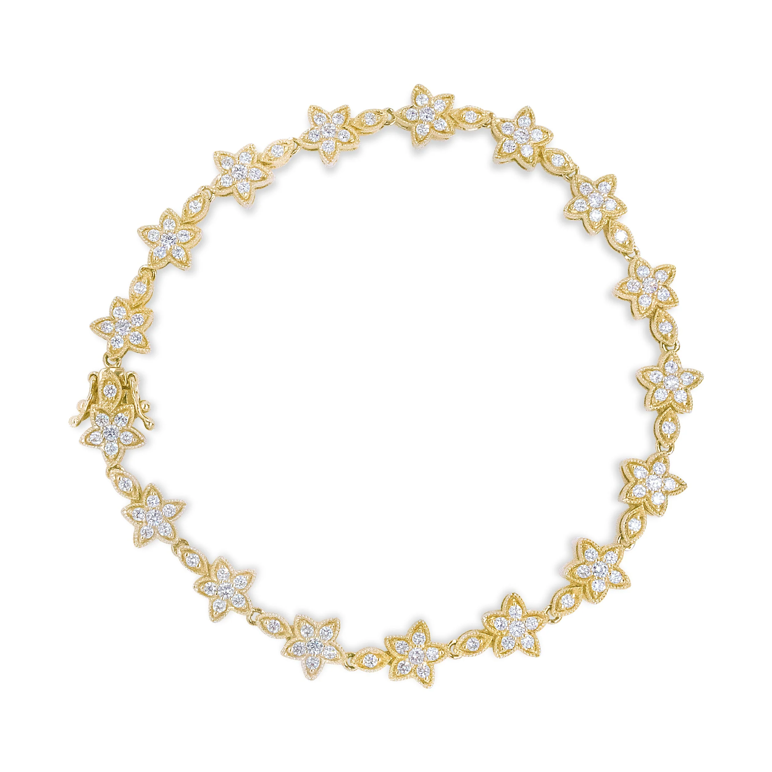 14K White Gold 1 1/5 Cttw Round Diamond Flower Blossom Link Bracelet (H-I Color, SI1-SI2 Clarity) - Size 7" - Image 14