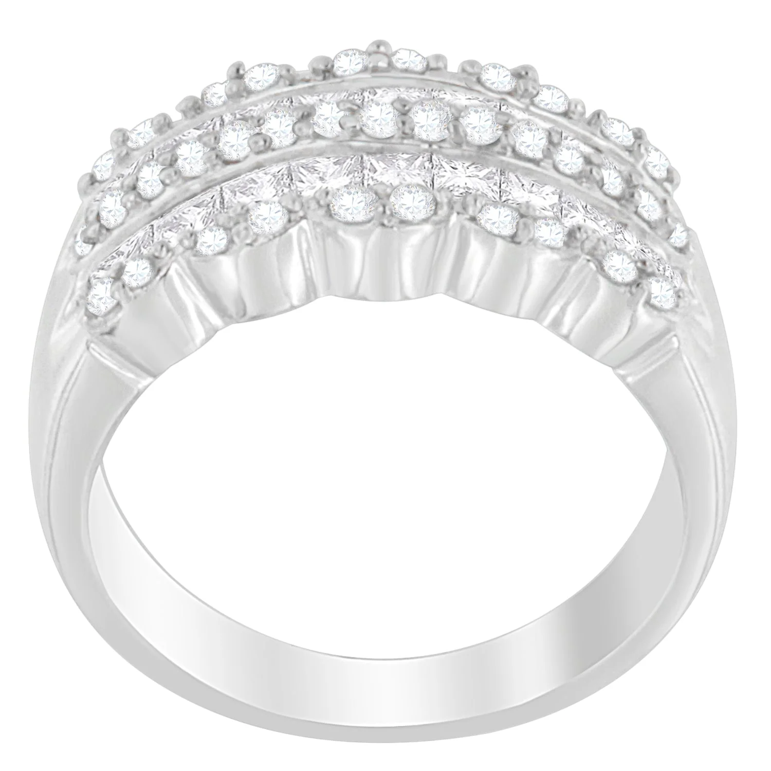 14K White Gold 1 1/7ct. TDW Round and Princess-Cut Diamond Ring(H-I, SI2-I1) - Image 2