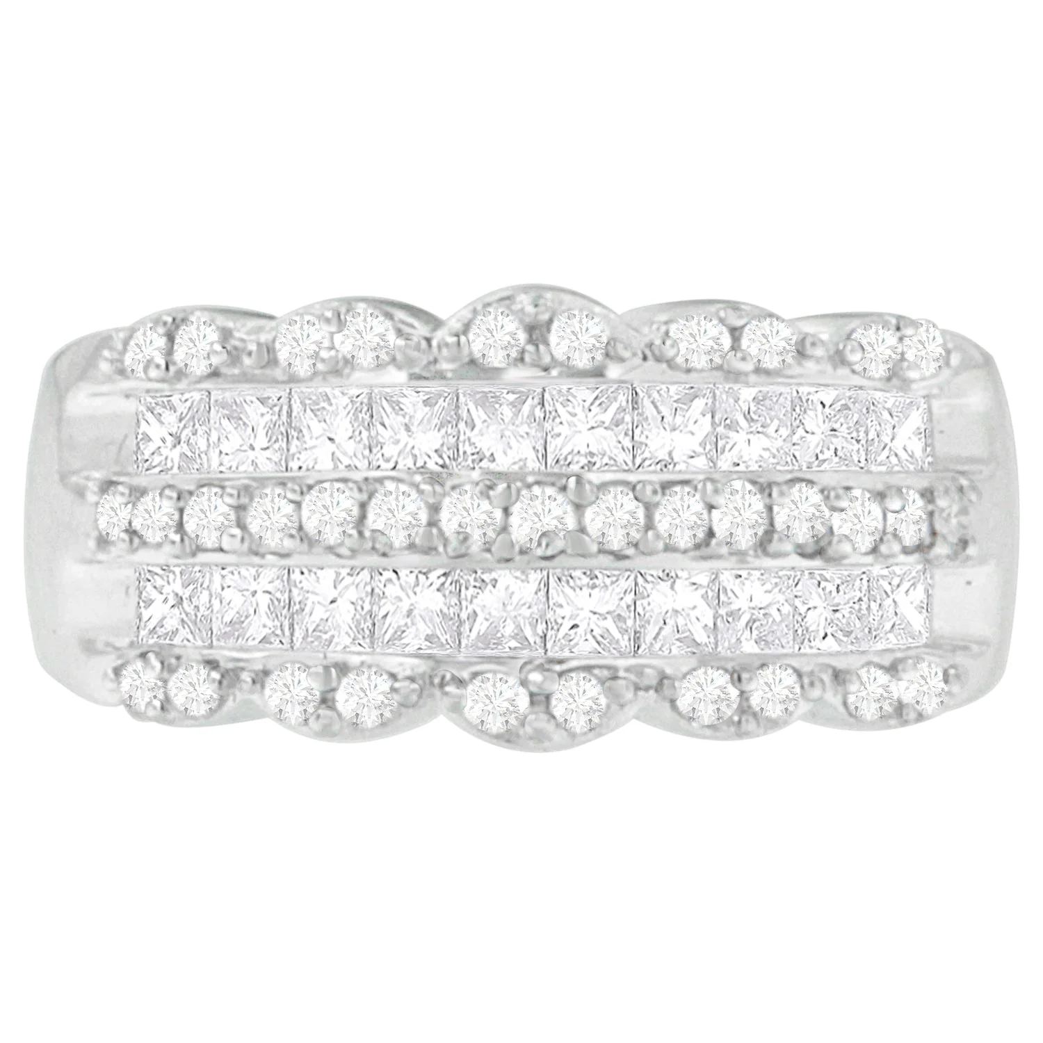 14K White Gold 1 1/7ct. TDW Round and Princess-Cut Diamond Ring(H-I, SI2-I1) - Image 3