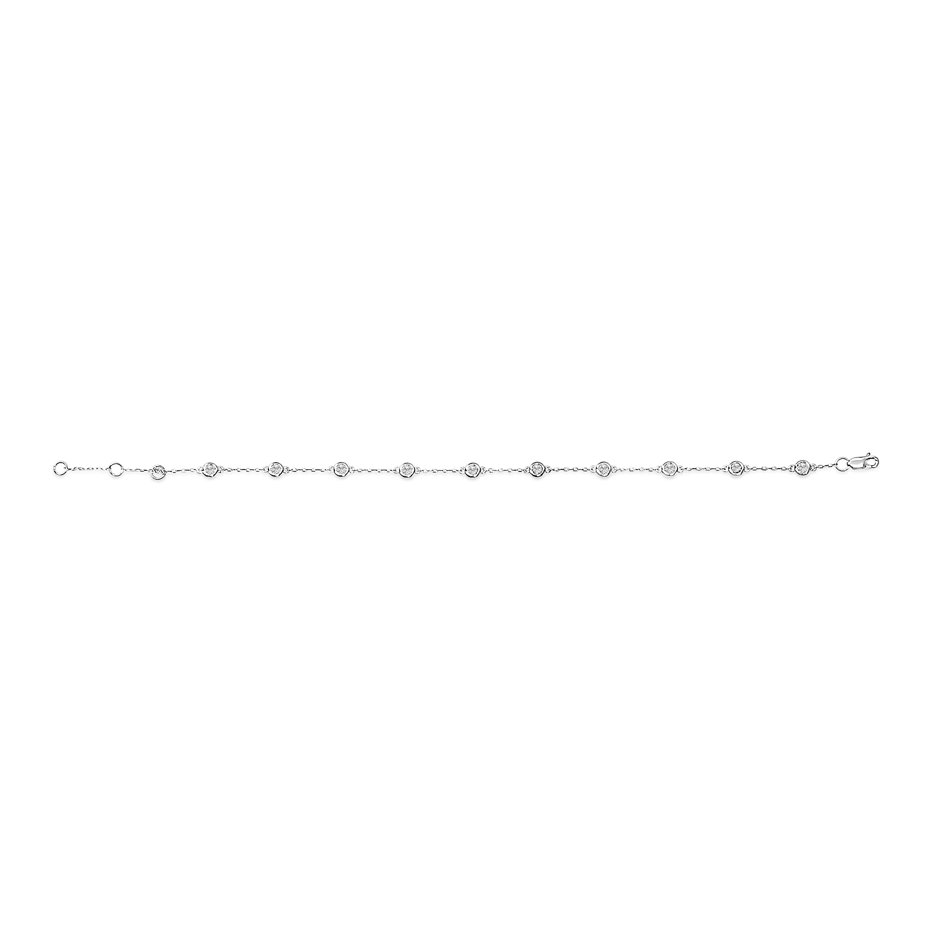 14K White Gold 1/2 Cttw Bezel Set Lab Grown Diamond Station Bracelet - Image 3