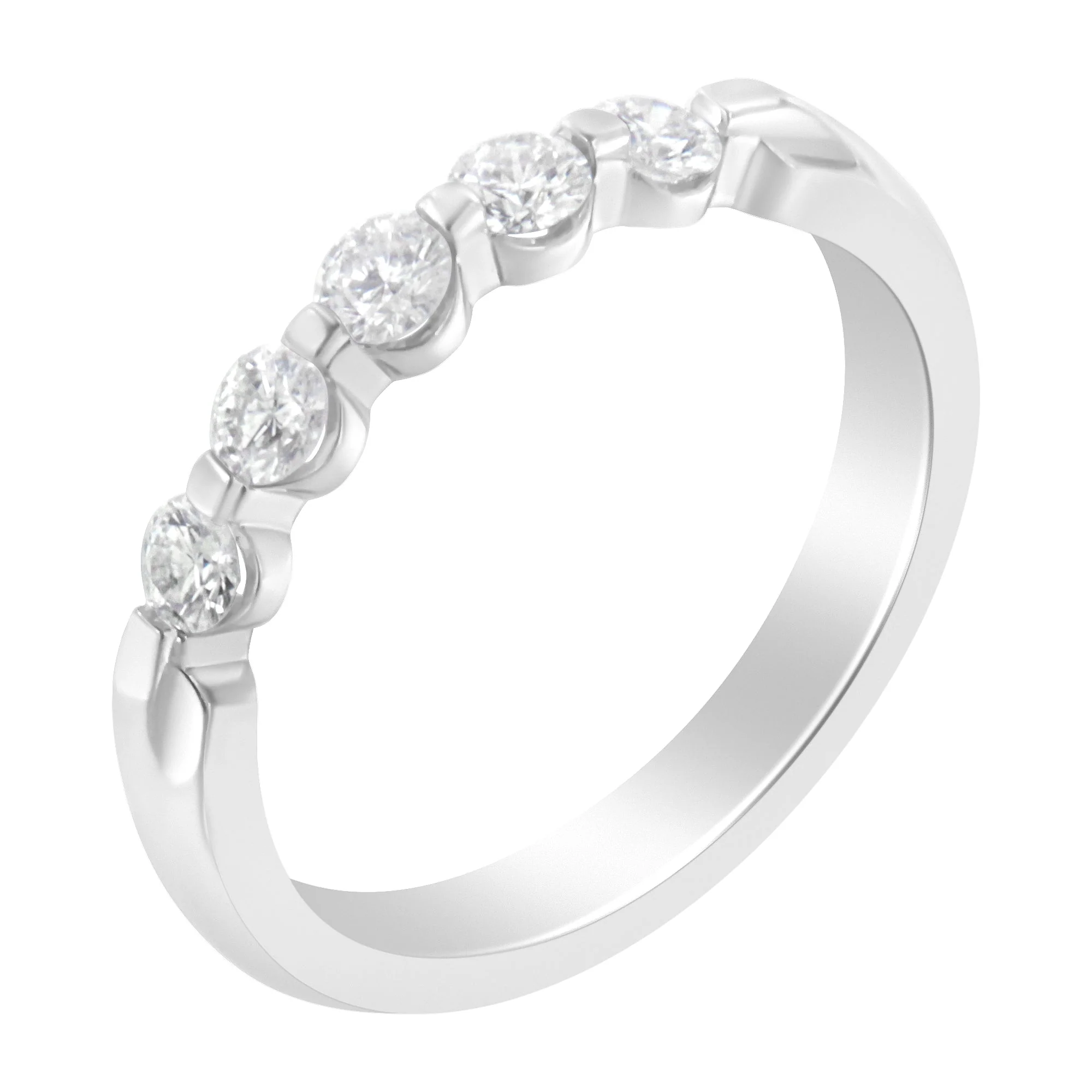 14K White Gold 1/2 cttw Diamond 5-Stone Band Ring (H-I Clarity, SI2-I1 Color) - Size 7 - Image 2