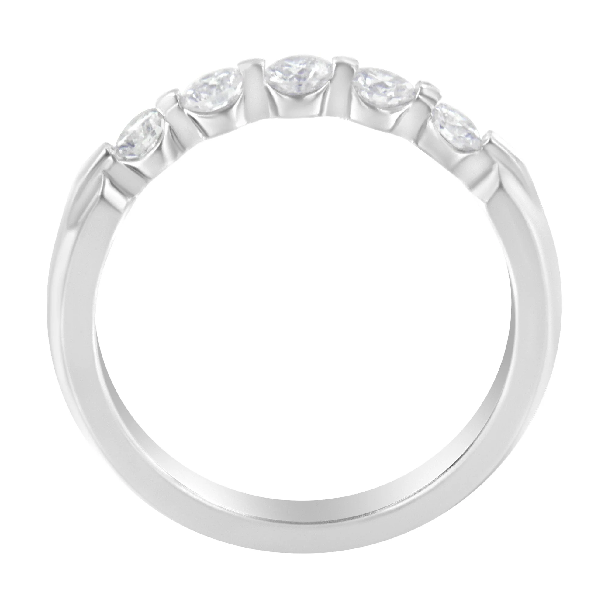 14K White Gold 1/2 cttw Diamond 5-Stone Band Ring (H-I Clarity, SI2-I1 Color) - Size 7 - Image 3