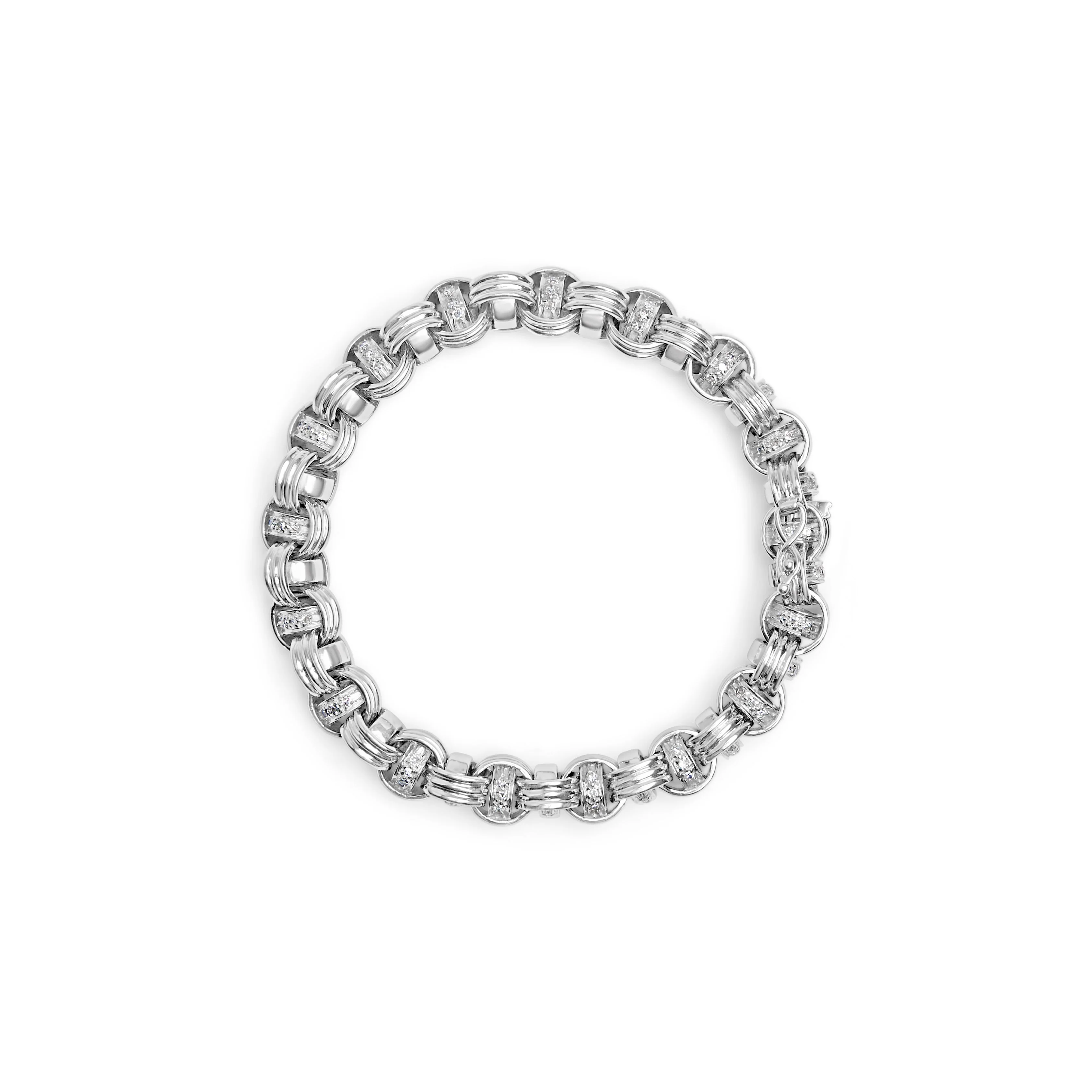 14K White Gold 1/2 Cttw Diamond Knotted Byzantine Link Bracelet (H-I Color, I2-I3 Clarity) - 7" Inches - Image 3