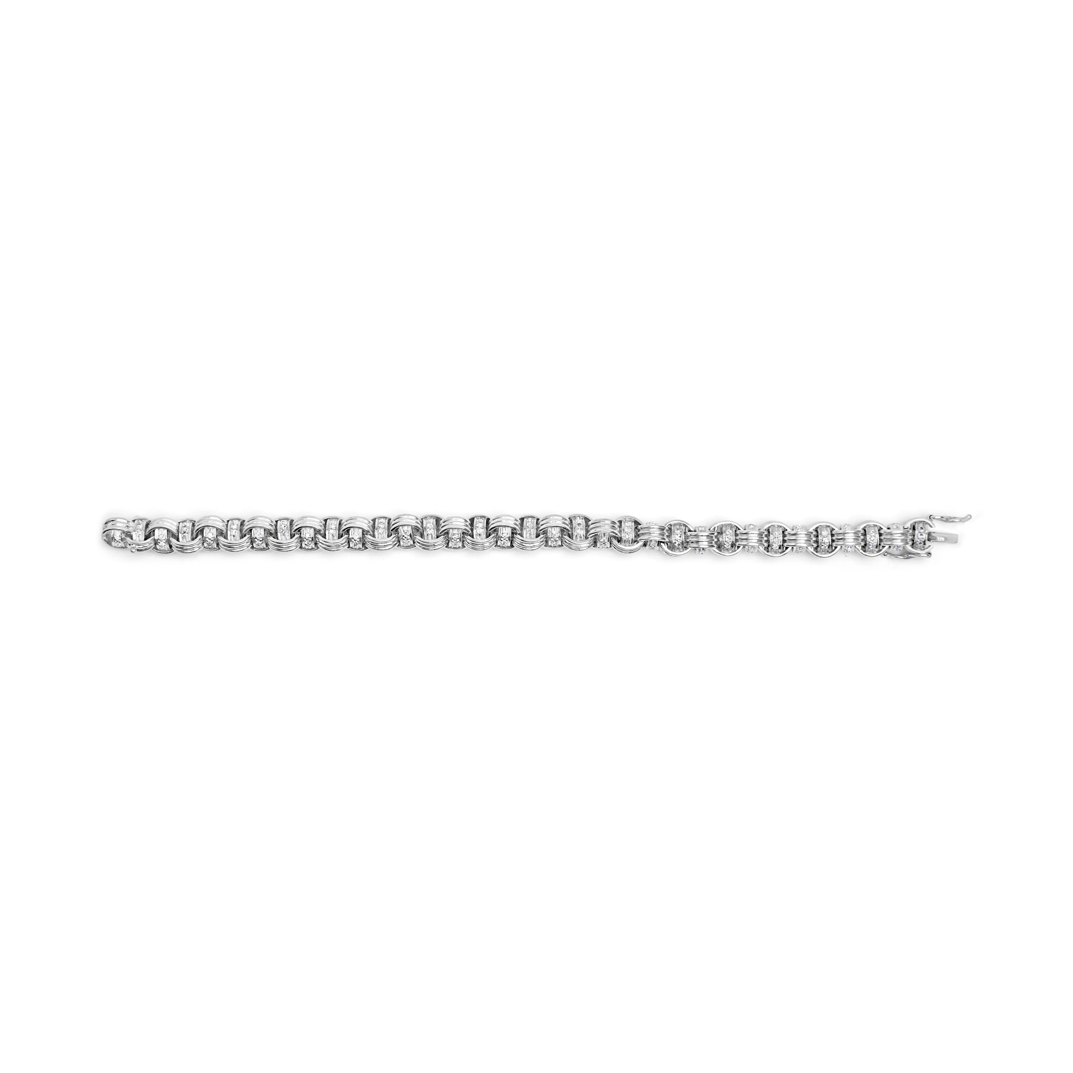 14K White Gold 1/2 Cttw Diamond Knotted Byzantine Link Bracelet (H-I Color, I2-I3 Clarity) - 7" Inches - Image 4