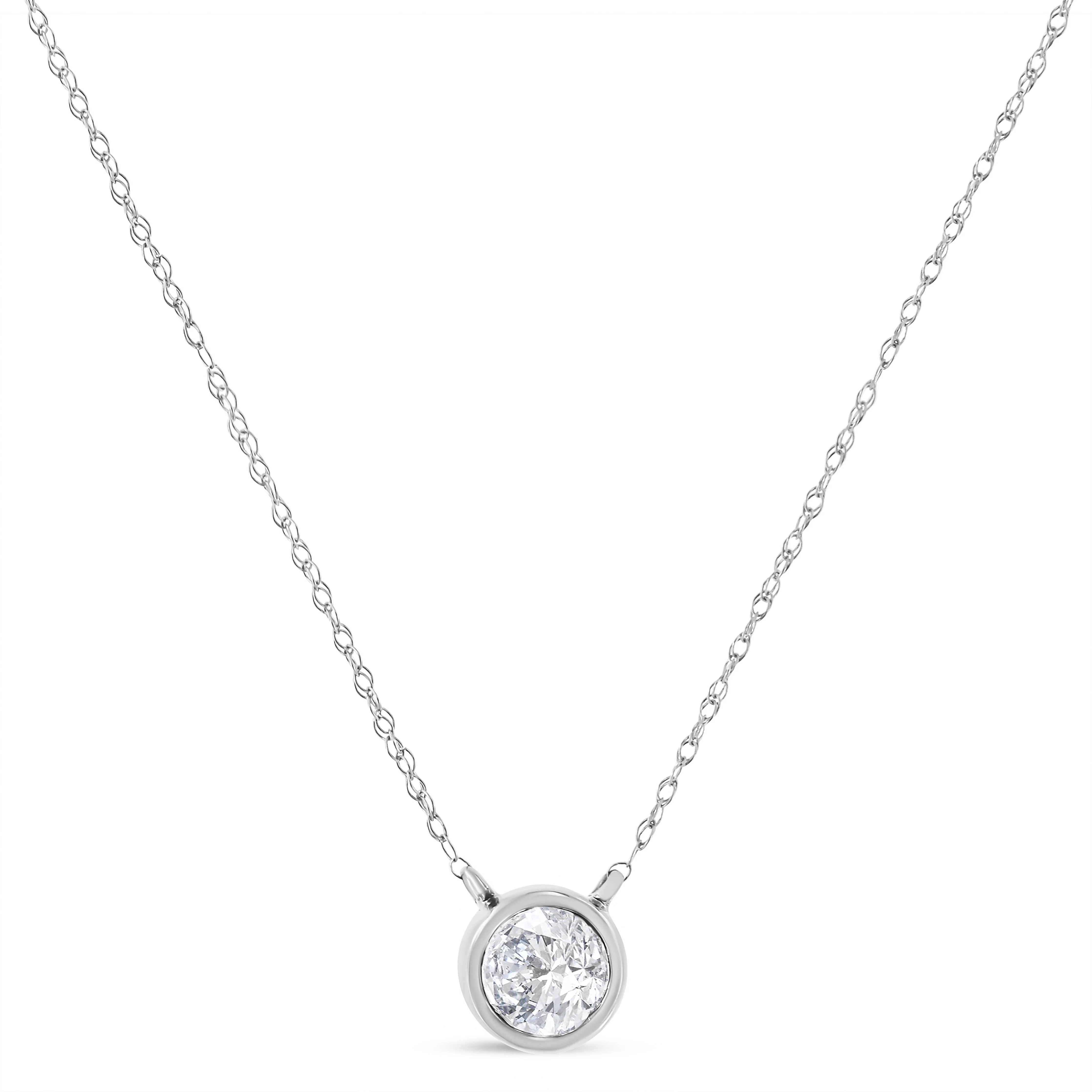 14K White Gold 1/2 Cttw Lab Grown Diamond Modern Bezel-Set Solitaire 16"-18" Pendant Necklace (F-G Color, VS2-SI1 Clarity) - Image 8